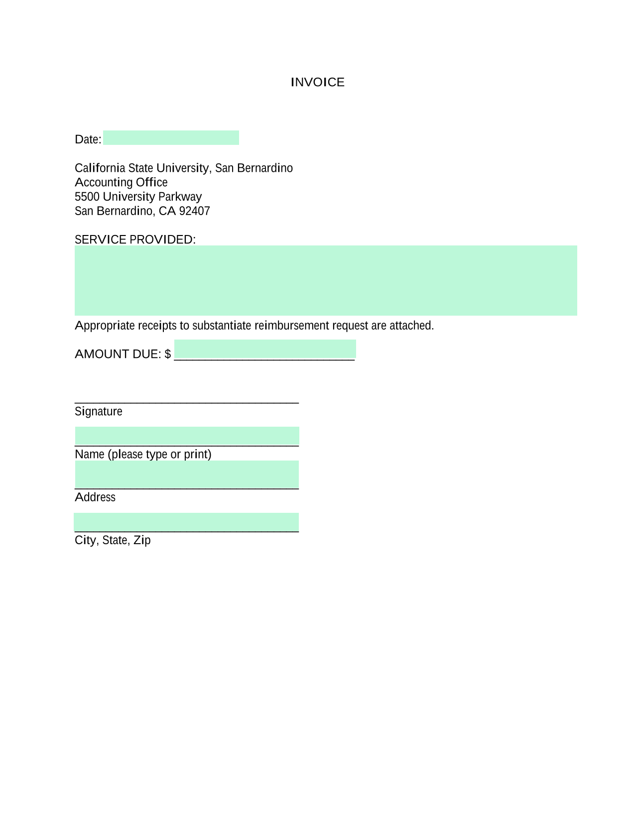Invoice screenshot