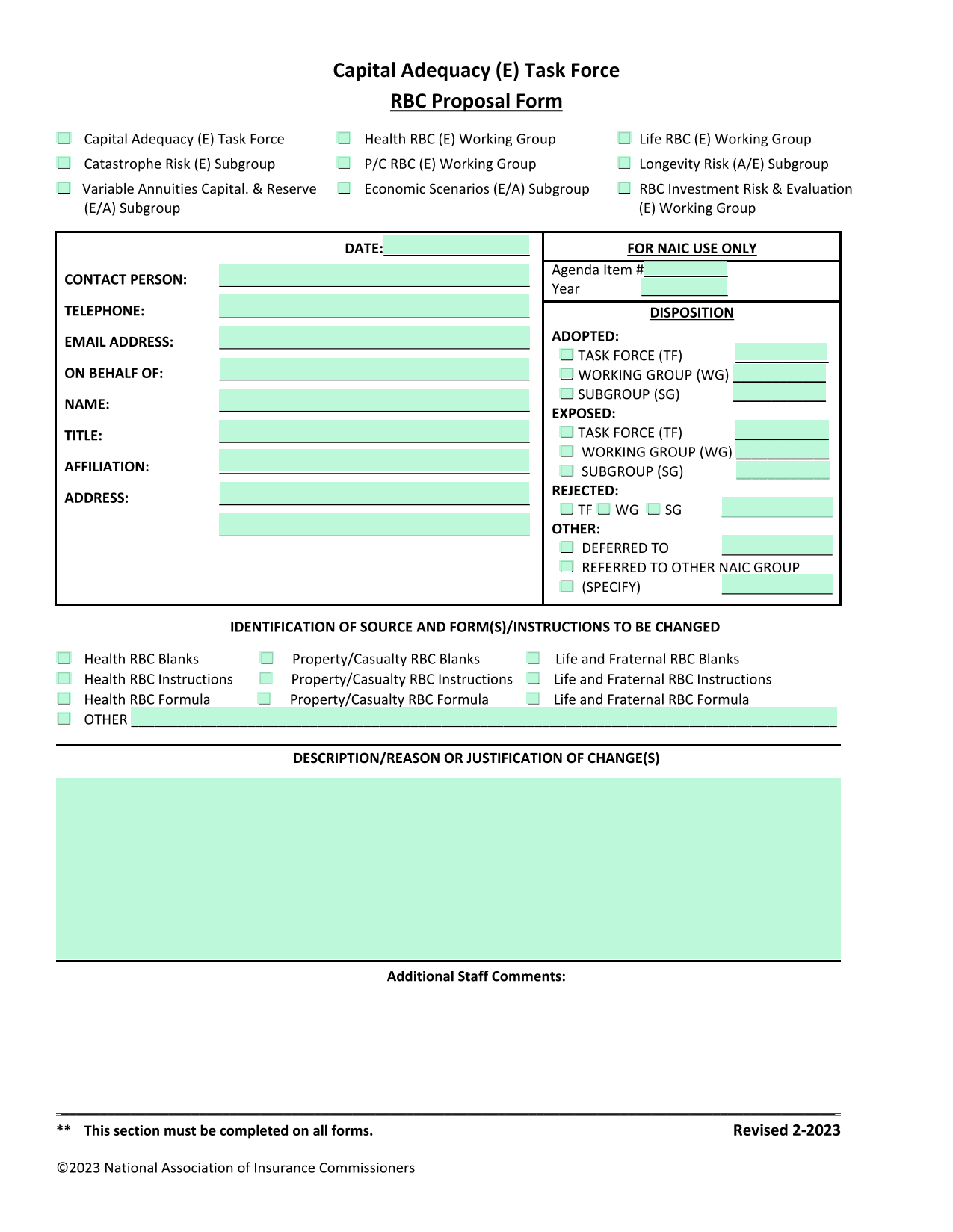 RBC Proposal Form screenshot