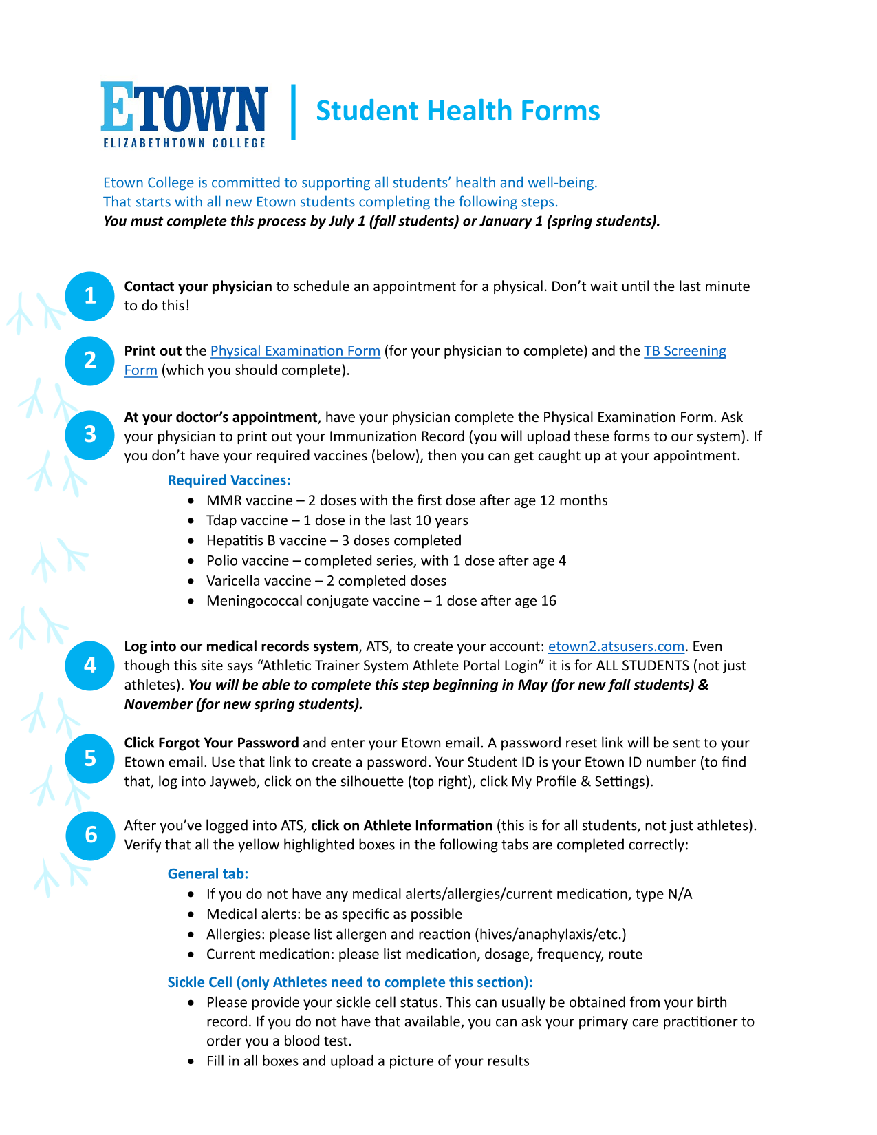 Student Health Forms screenshot