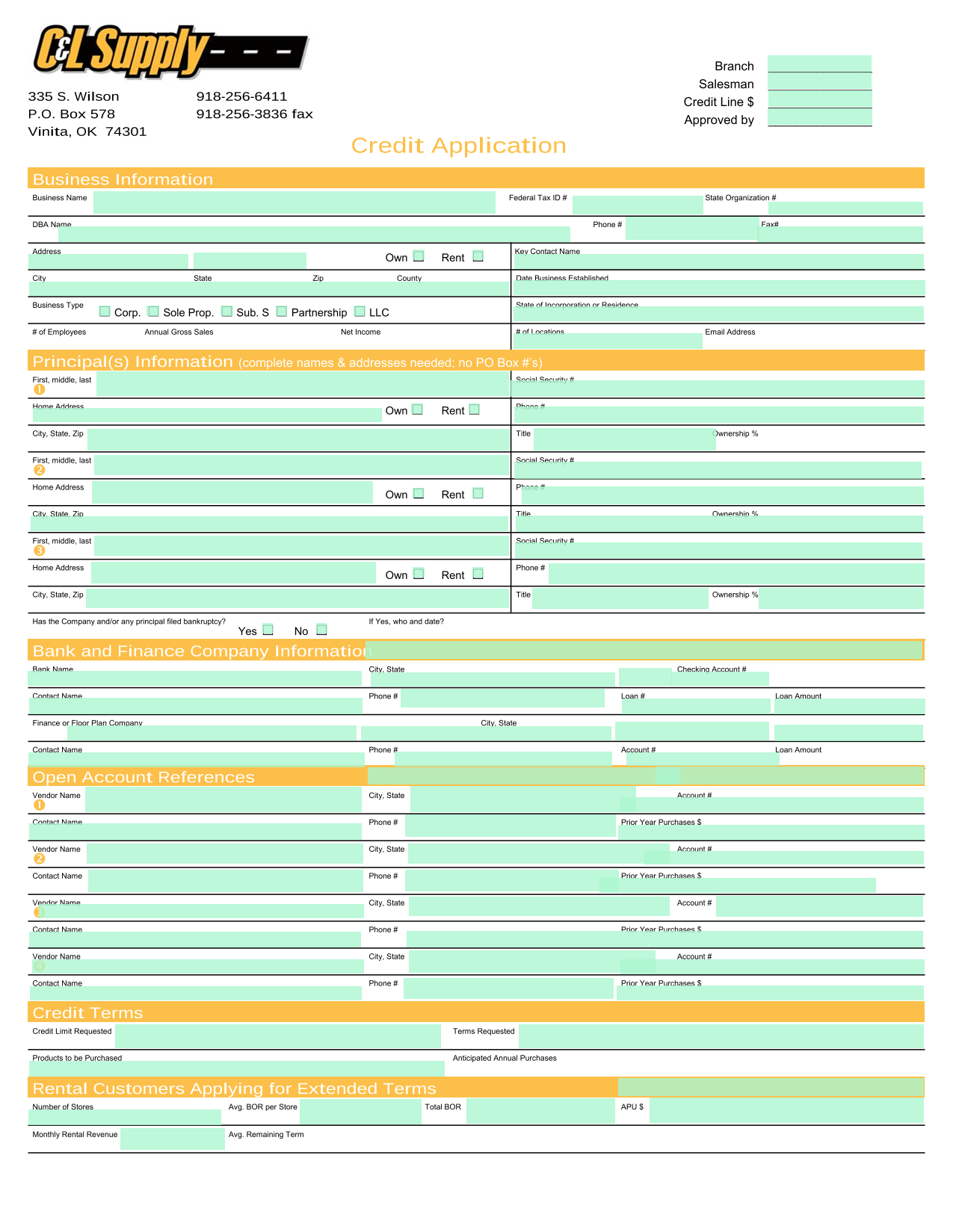 Credit Application screenshot