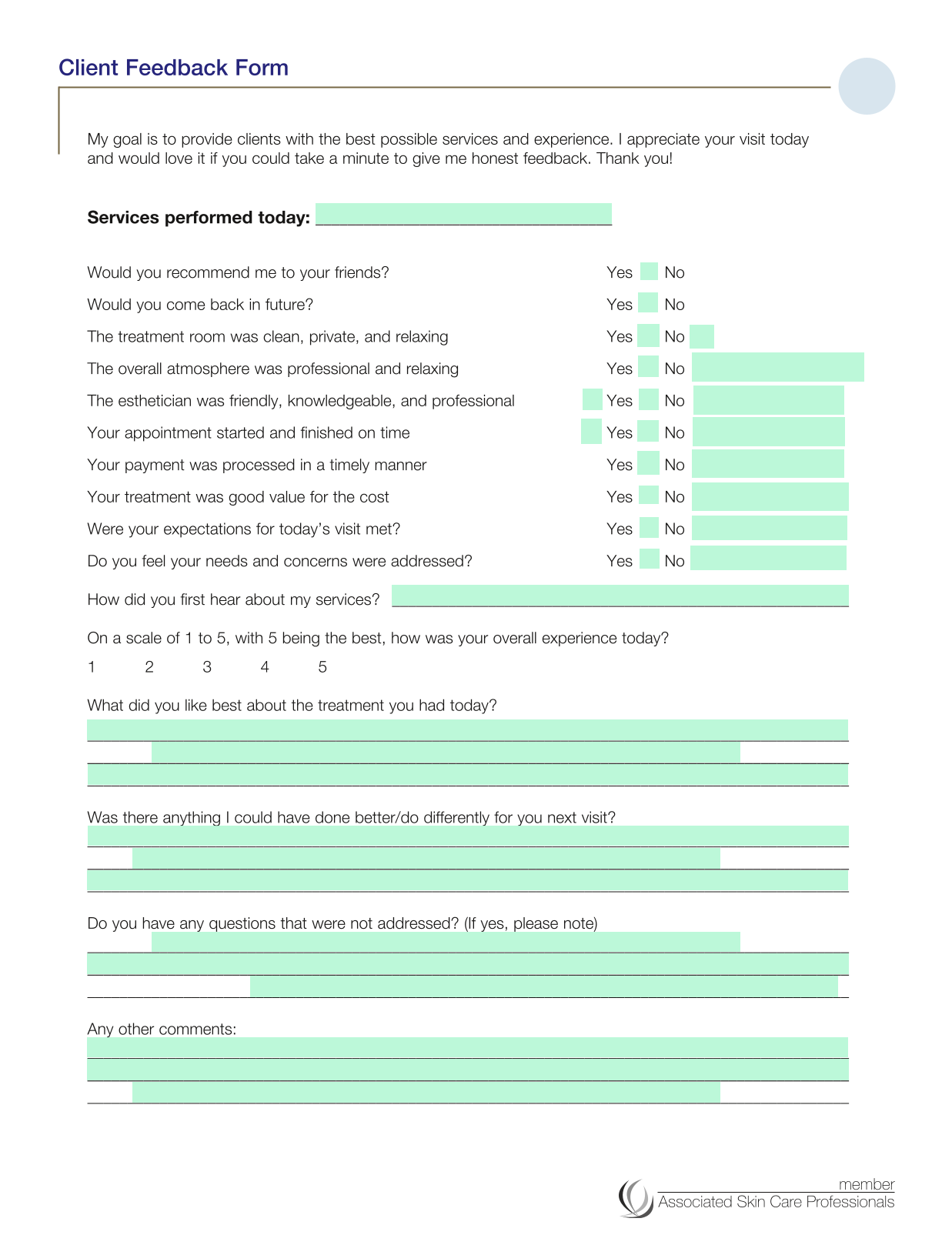 Client Feedback Form screenshot