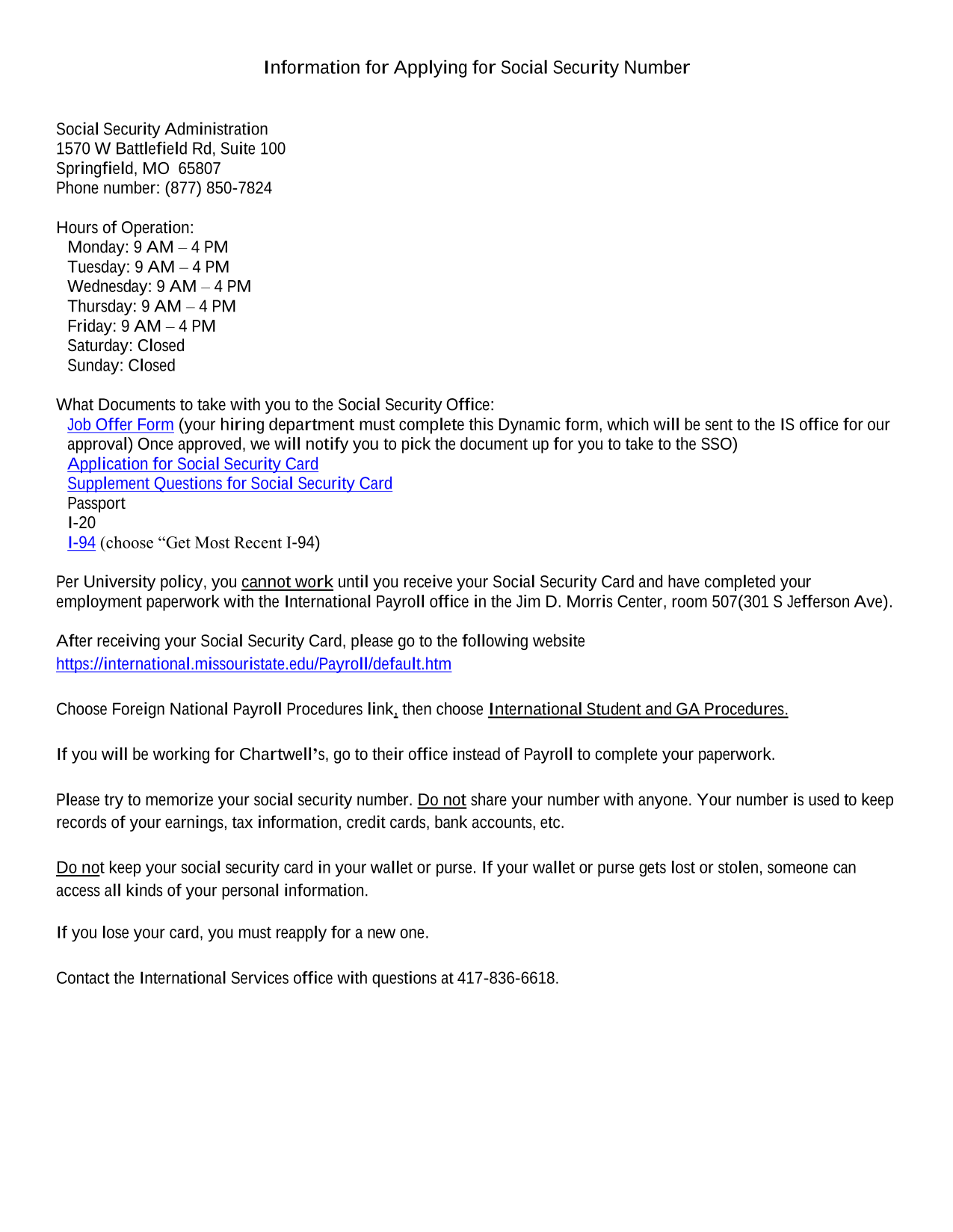 Information For Applying For Social Security Number screenshot