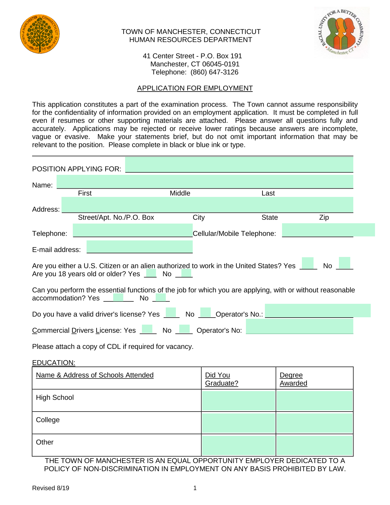 Application For Employment screenshot