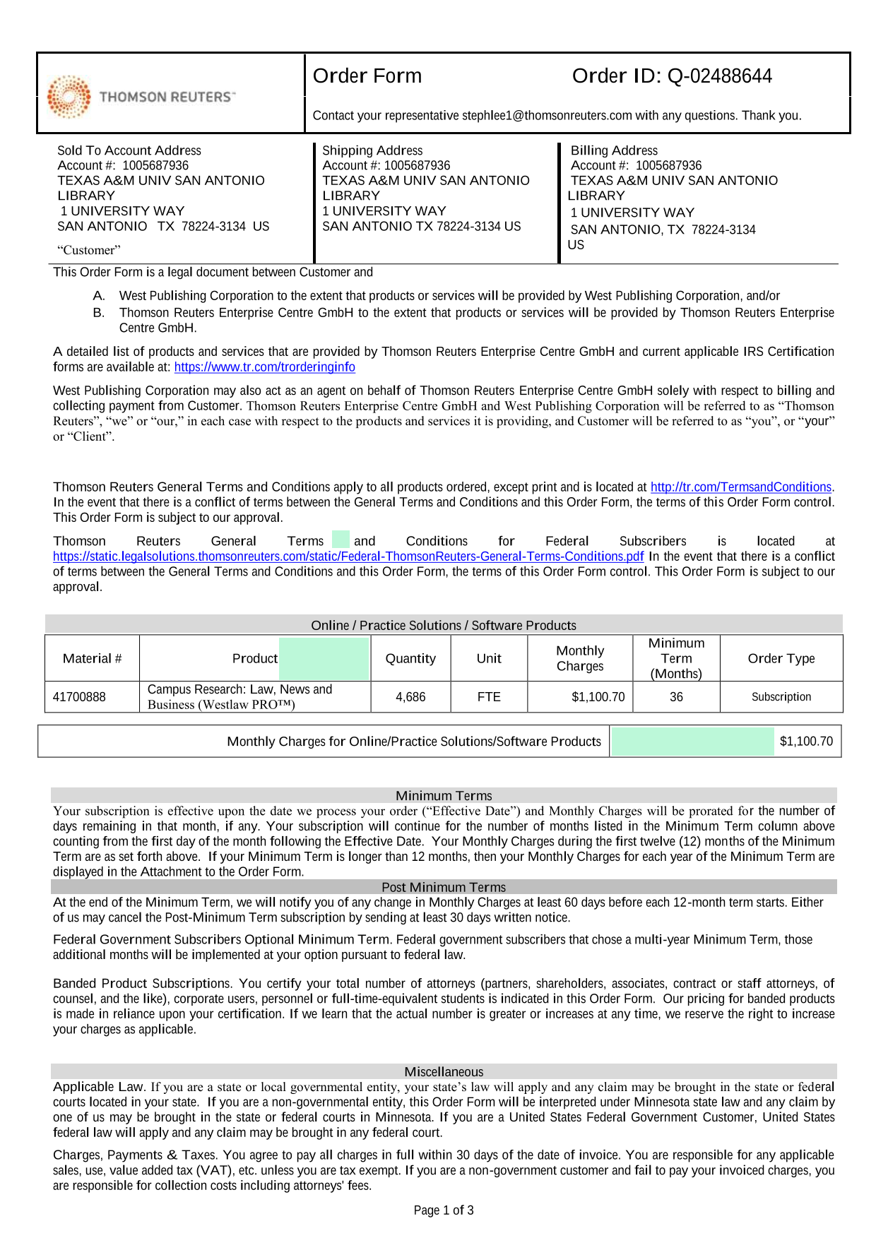 Order Form screenshot