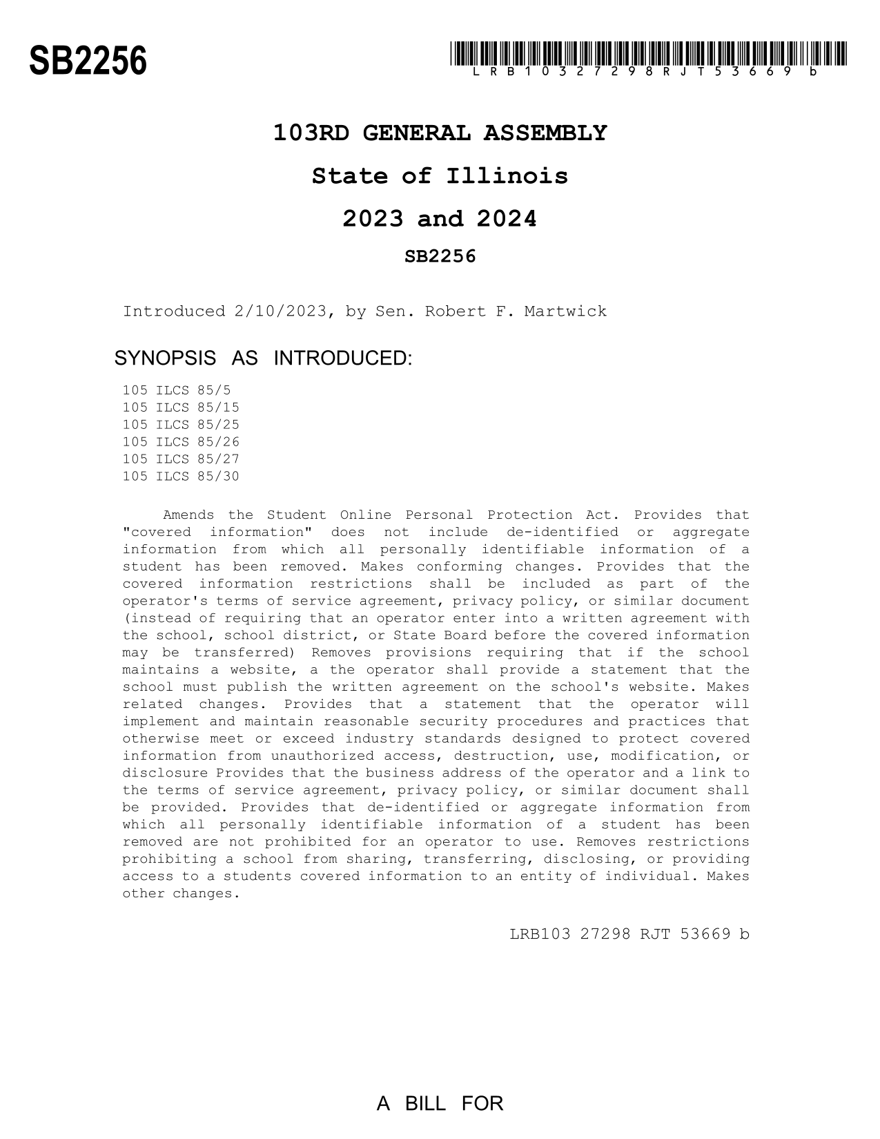 Student Online Personal Protection Act Amendment screenshot