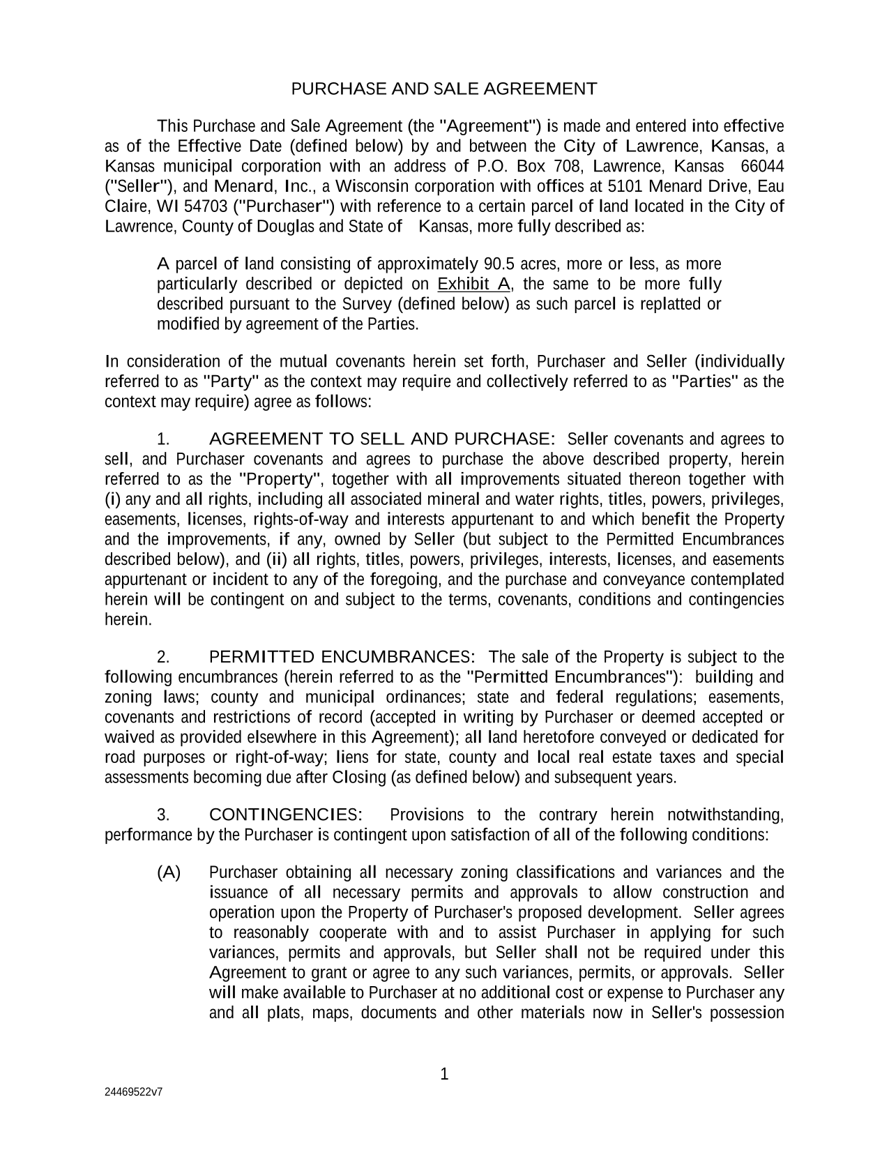Purchase And Sale Agreement screenshot