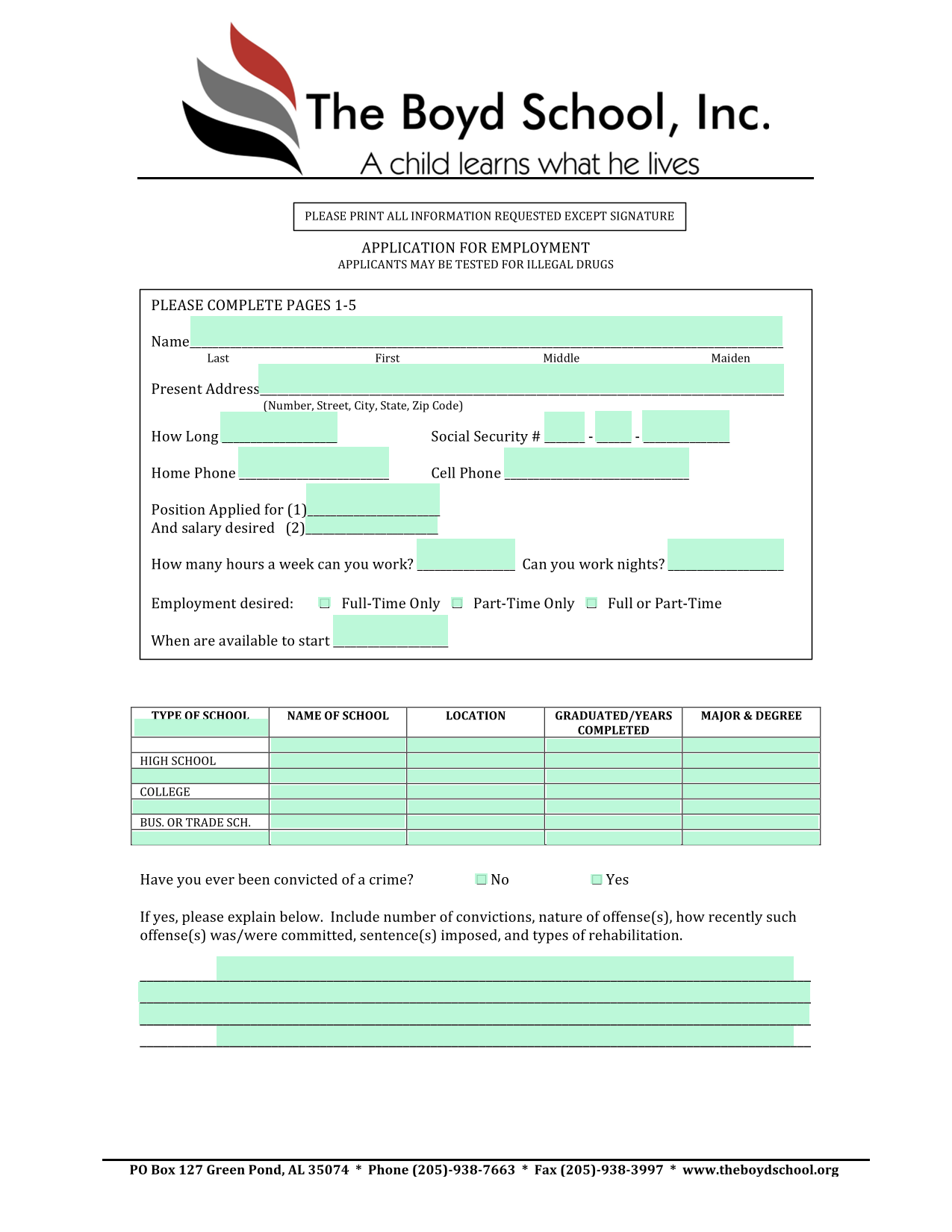 Application For Employment screenshot