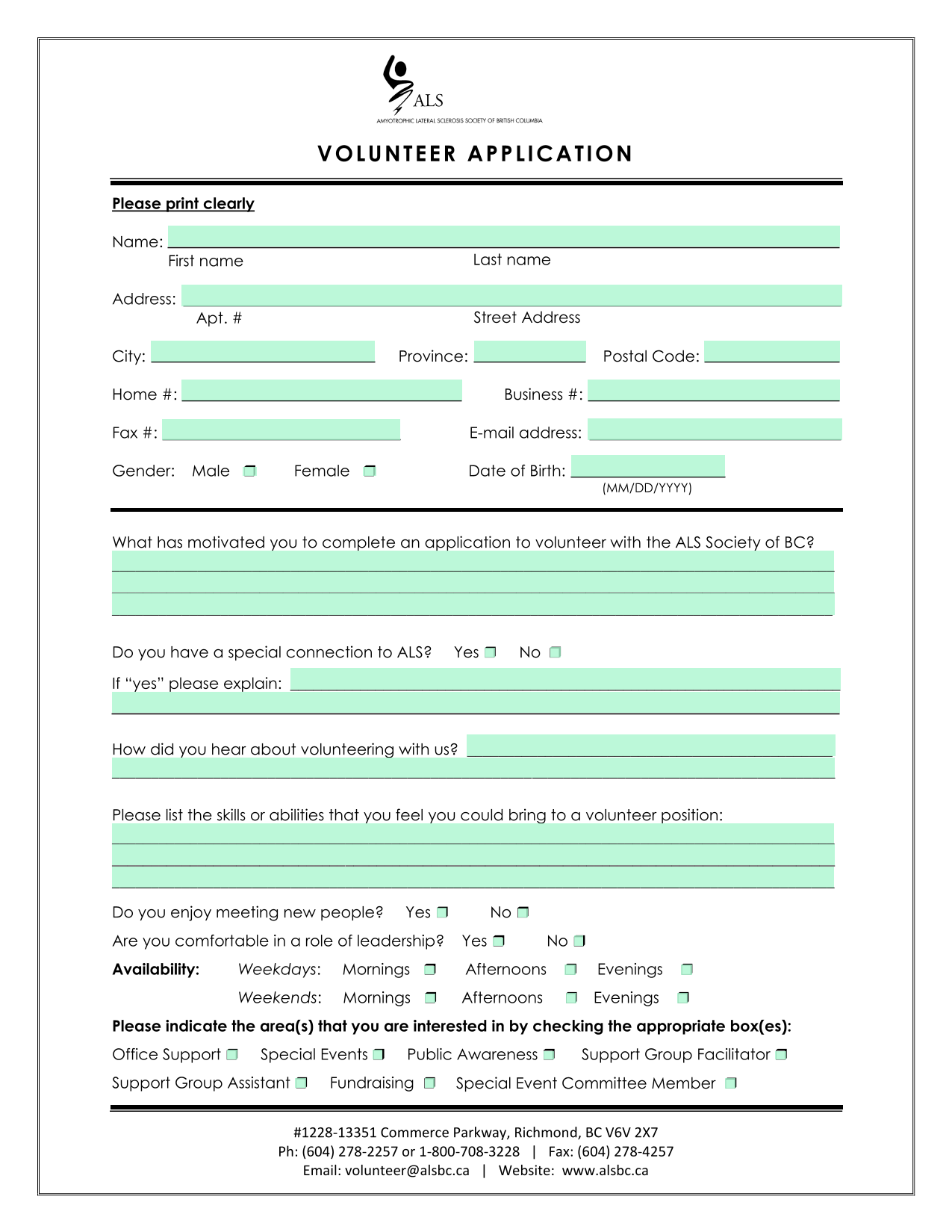 VOLUNTEER APPLICATION screenshot
