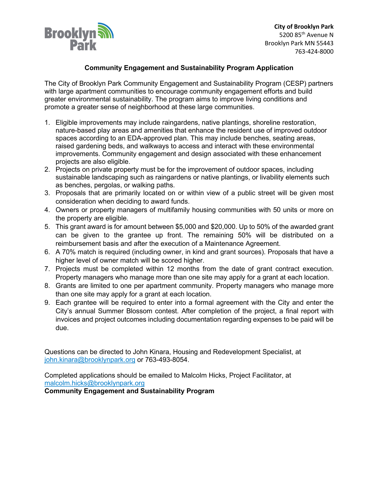 Community Engagement And Sustainability Program Application screenshot