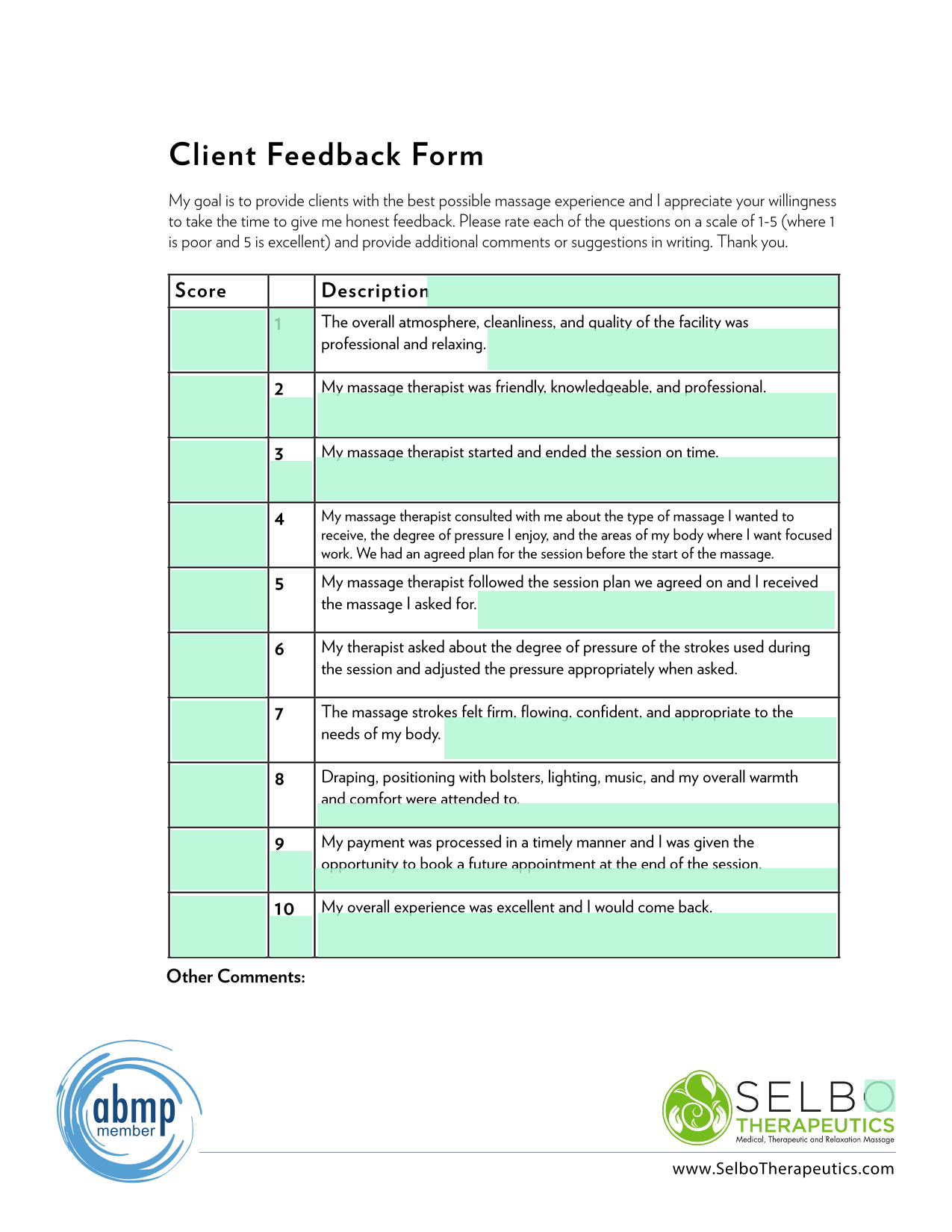 Client Feedback Form screenshot