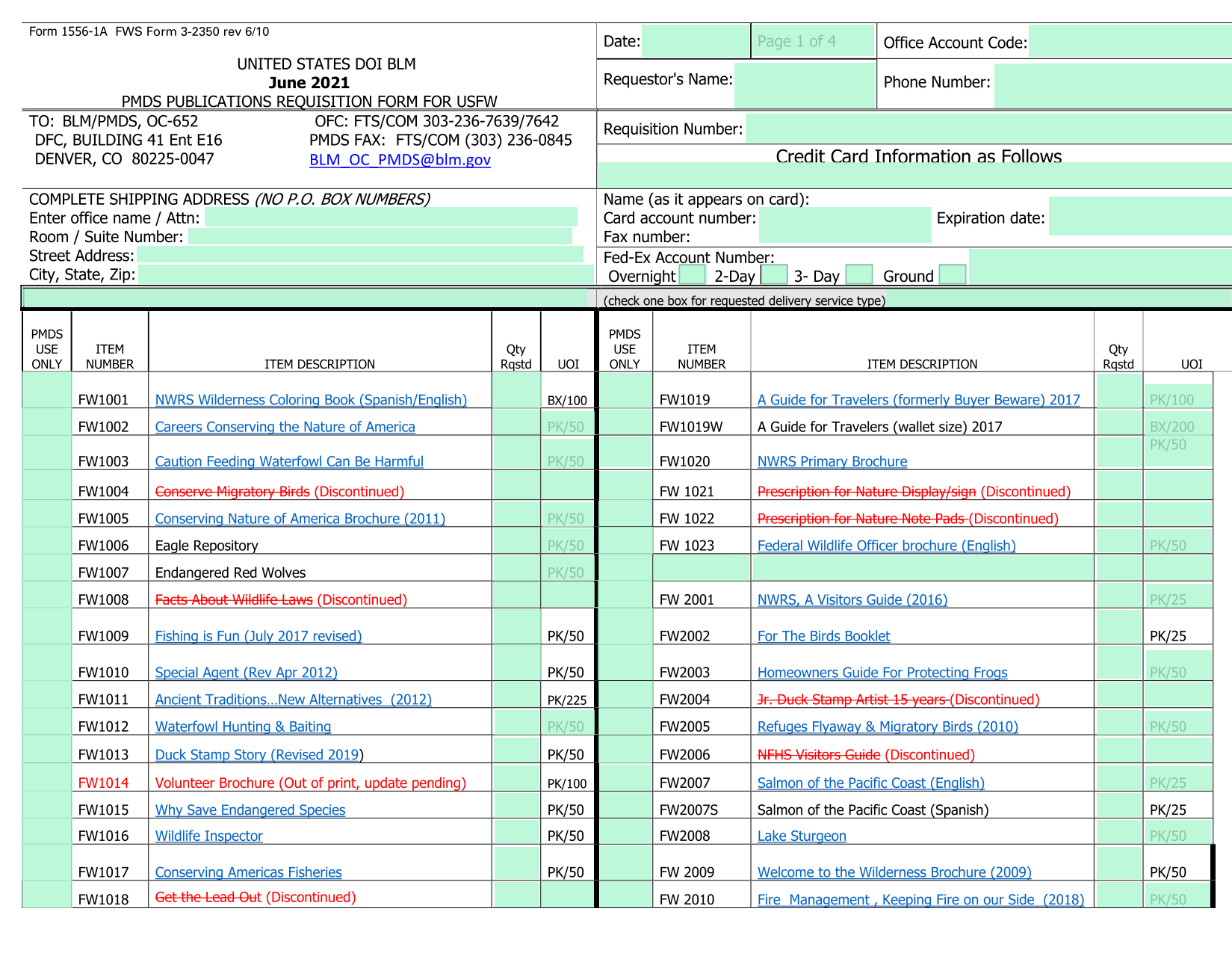 Form 1556 1A FWS Form 3 2350 screenshot