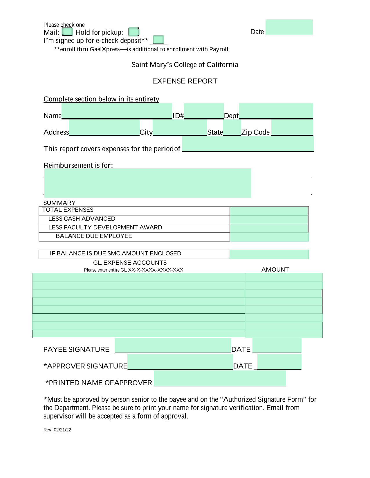 EXPENSE REPORT screenshot