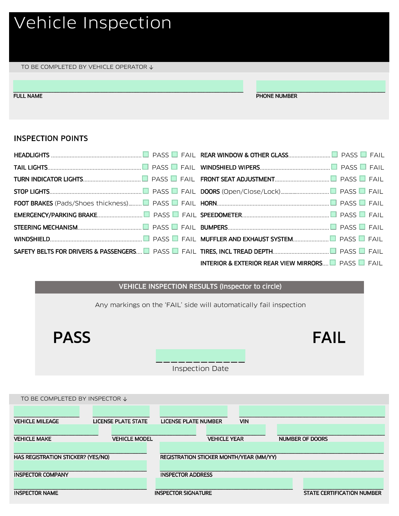 Vehicle Inspection screenshot