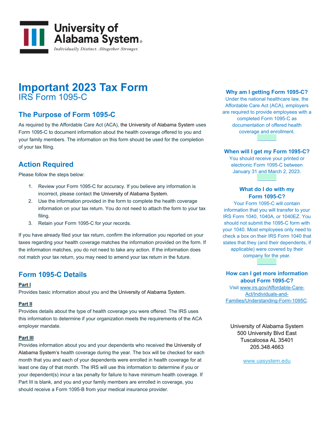 IRS Form 1095 C screenshot