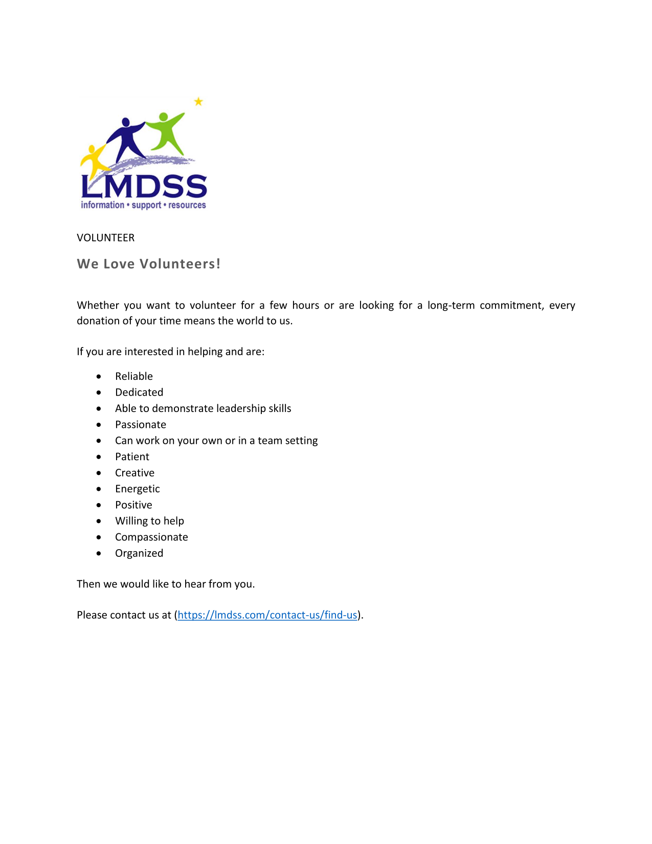 Volunteer Application screenshot