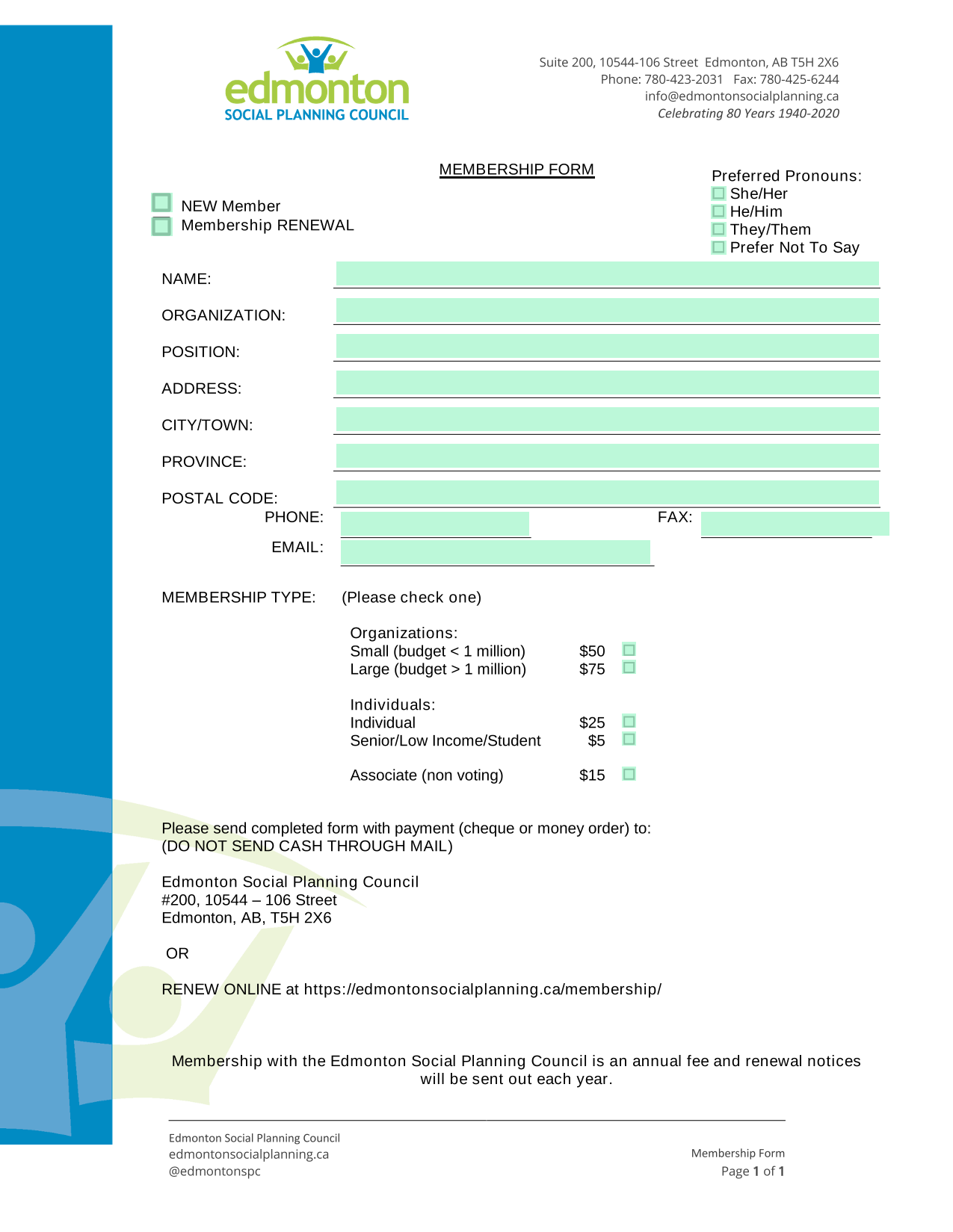 Membership Form screenshot