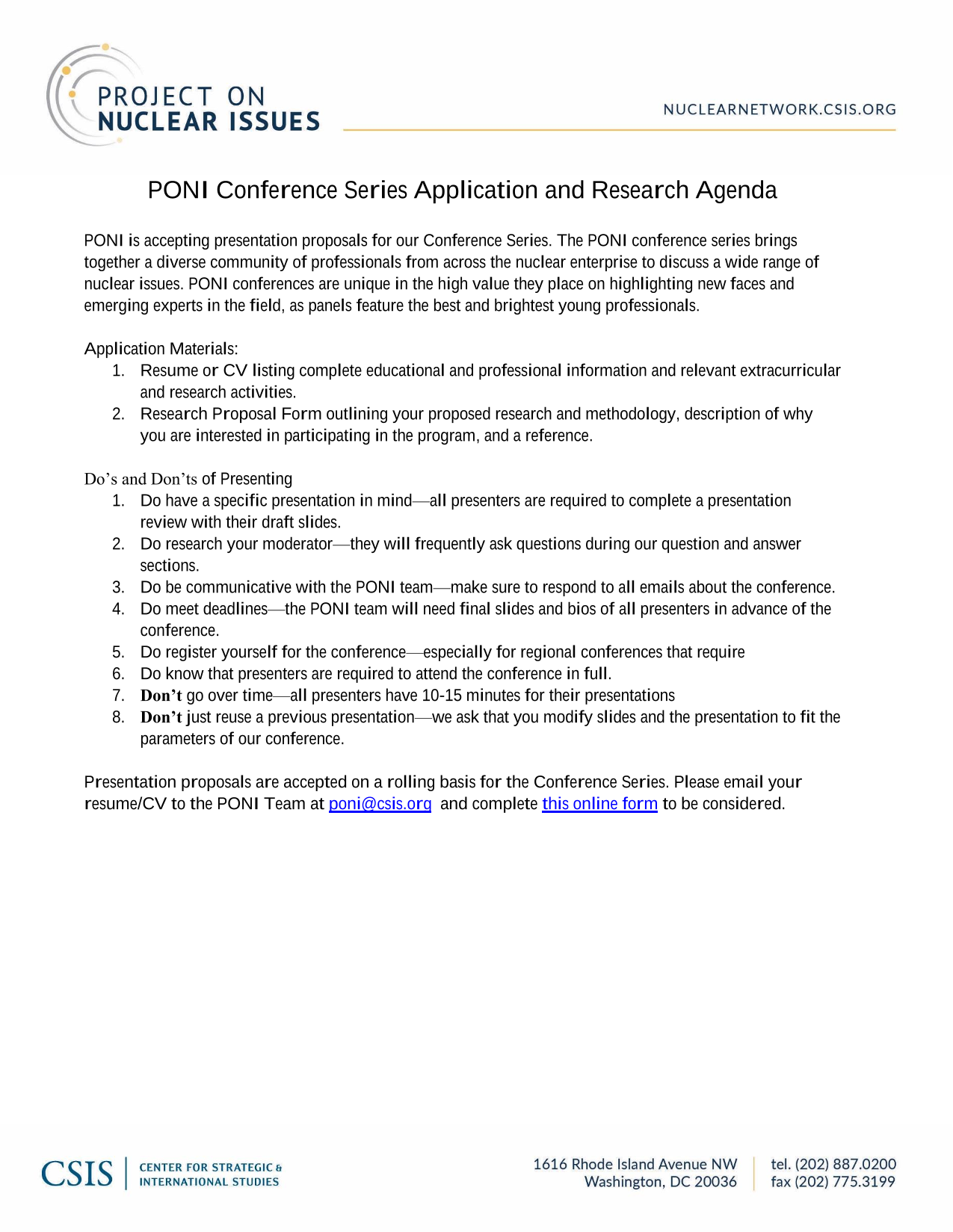 PONI Conference Series Application And Research Agenda screenshot
