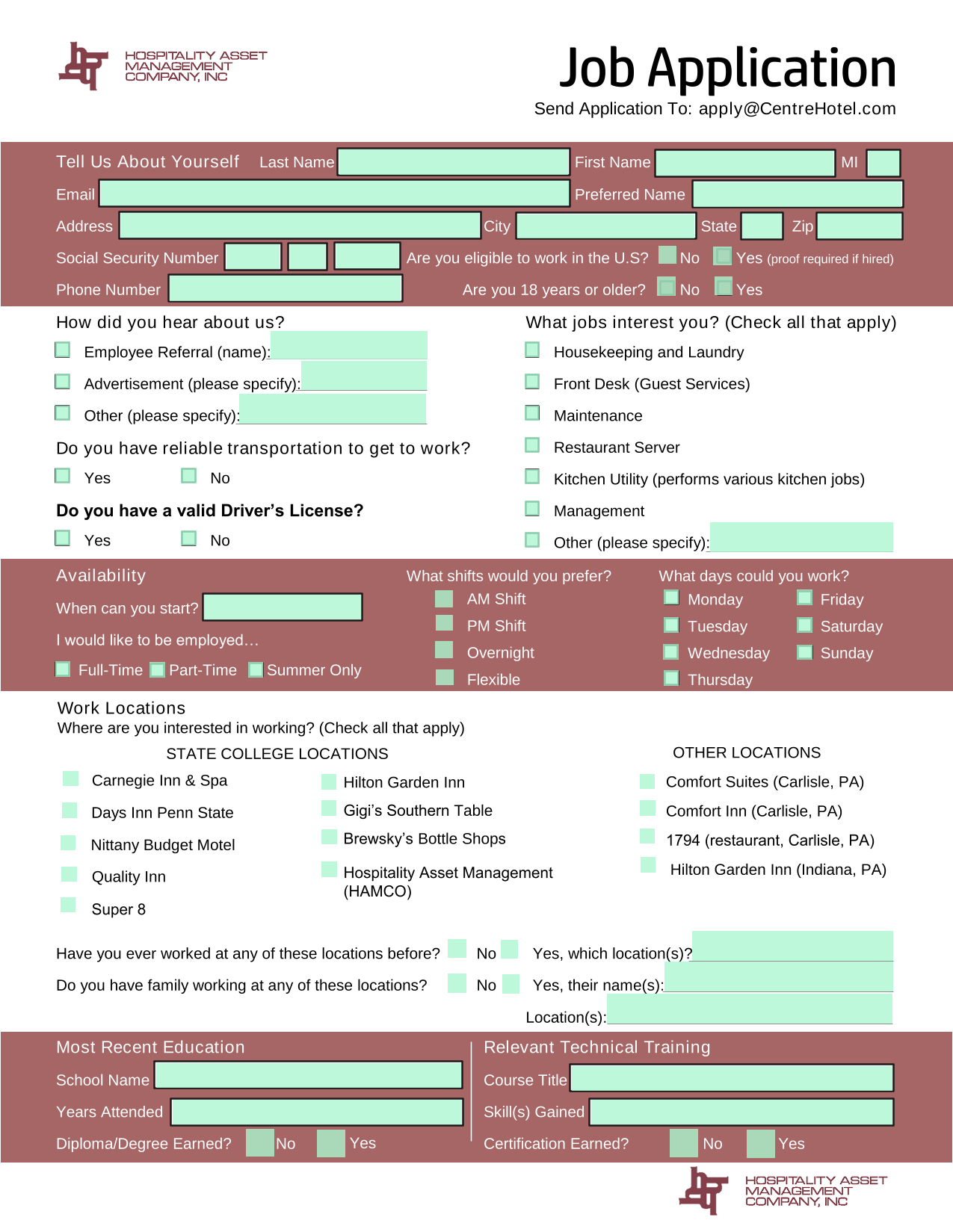 Job Application screenshot