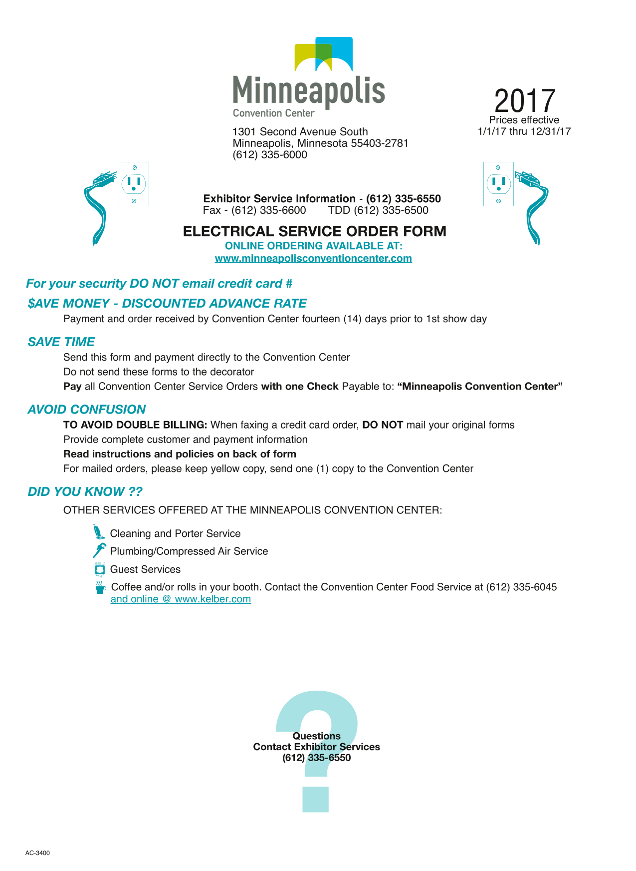 ELECTRICAL SERVICE ORDER FORM screenshot