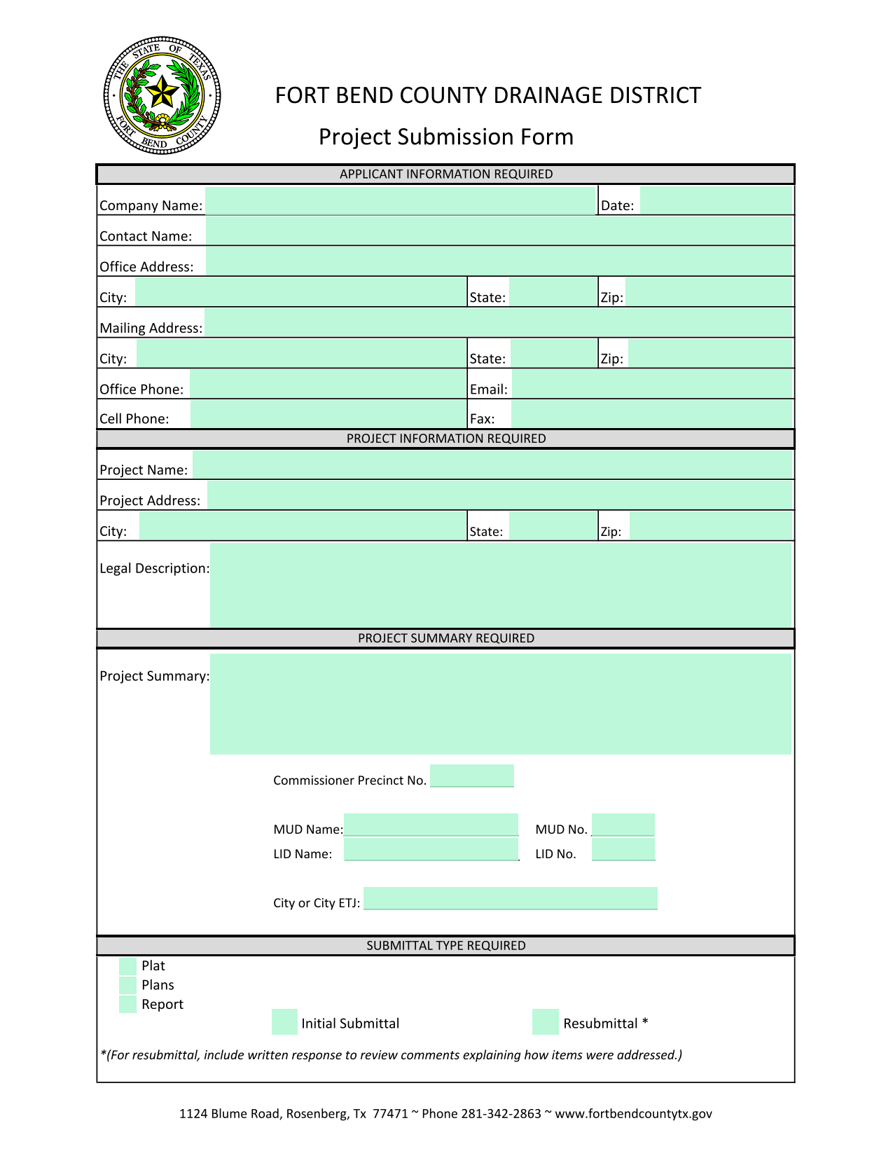 Project Submission Form screenshot