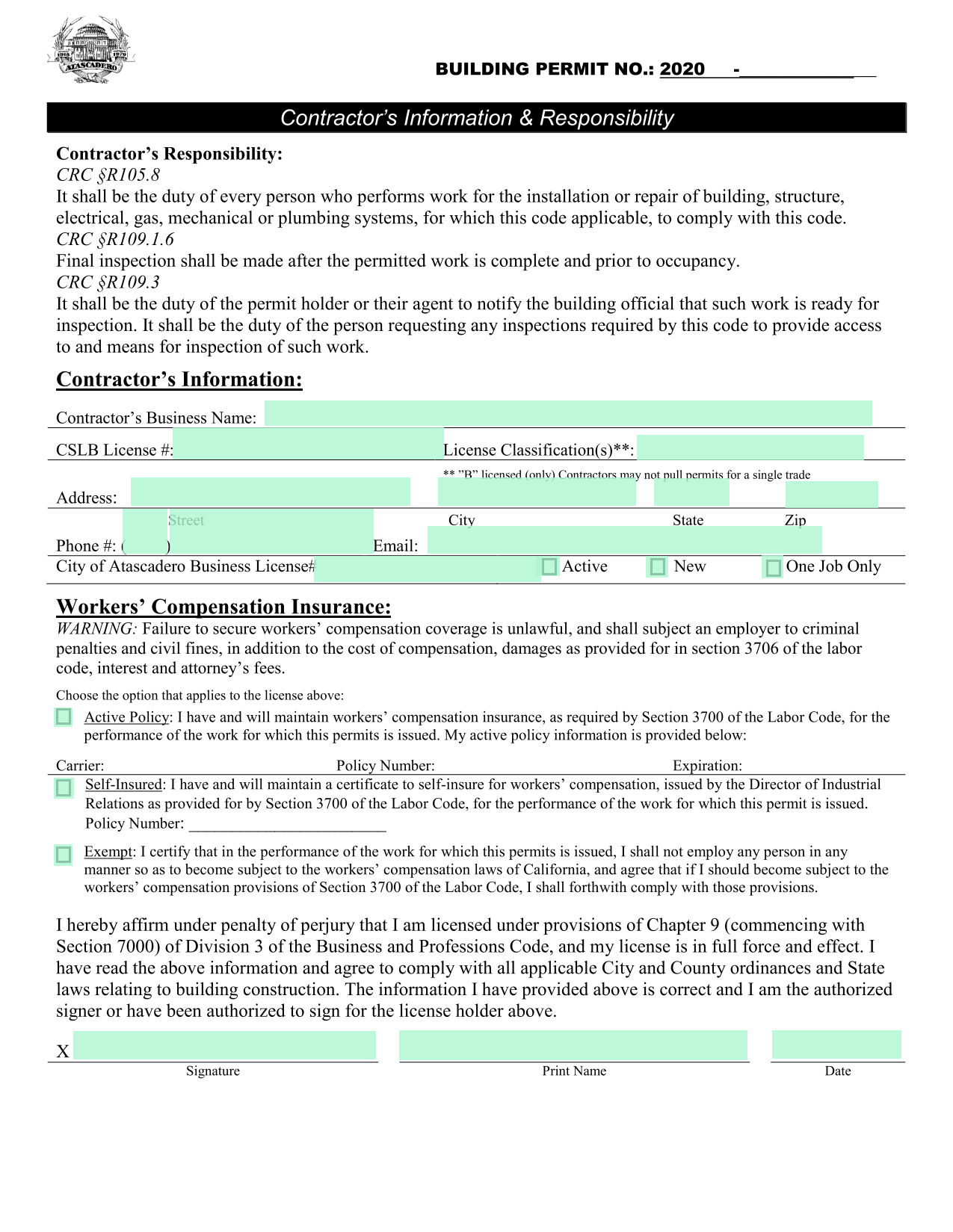 Building Permit Application screenshot