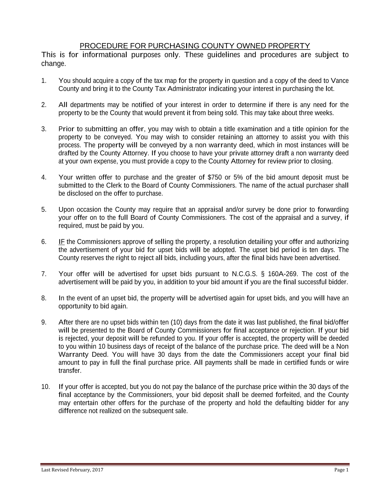Procedure For Purchasing County Owned Property screenshot