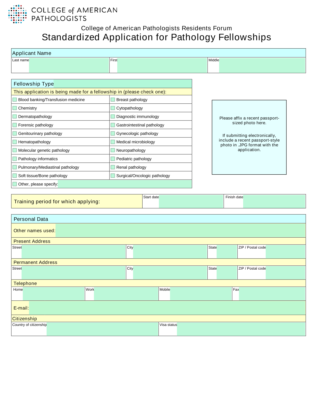 Standardized Application For Pathology Fellowships screenshot