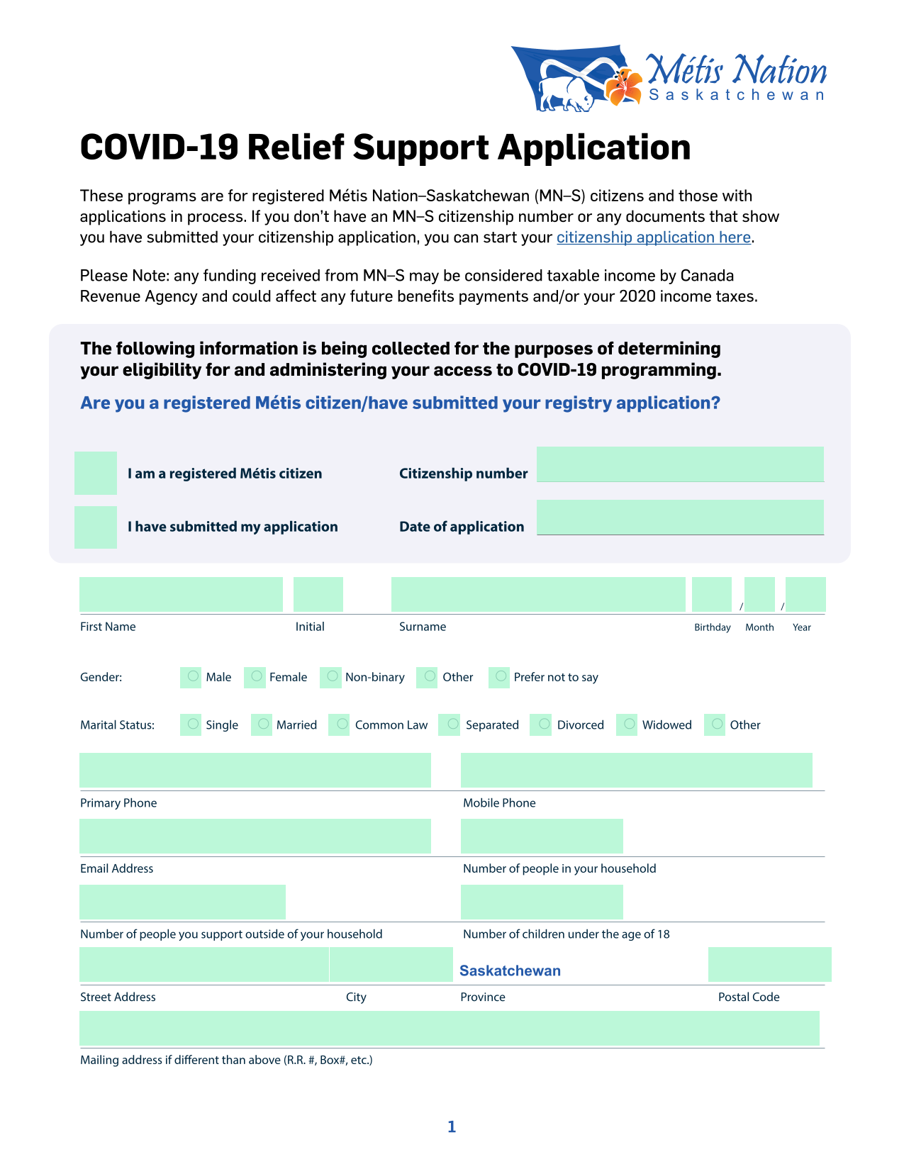 COVID 19 Relief Support Application screenshot