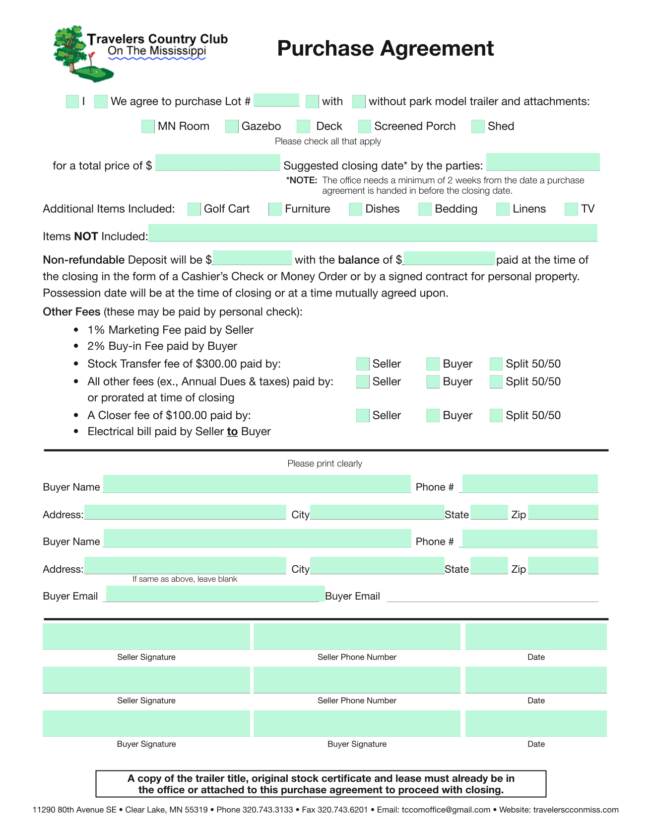 Purchase Agreement screenshot
