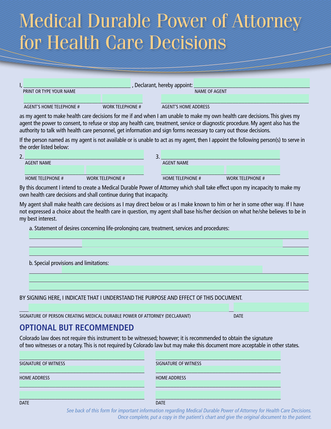 Medical Durable Power Of Attorney For Health Care Decisions screenshot