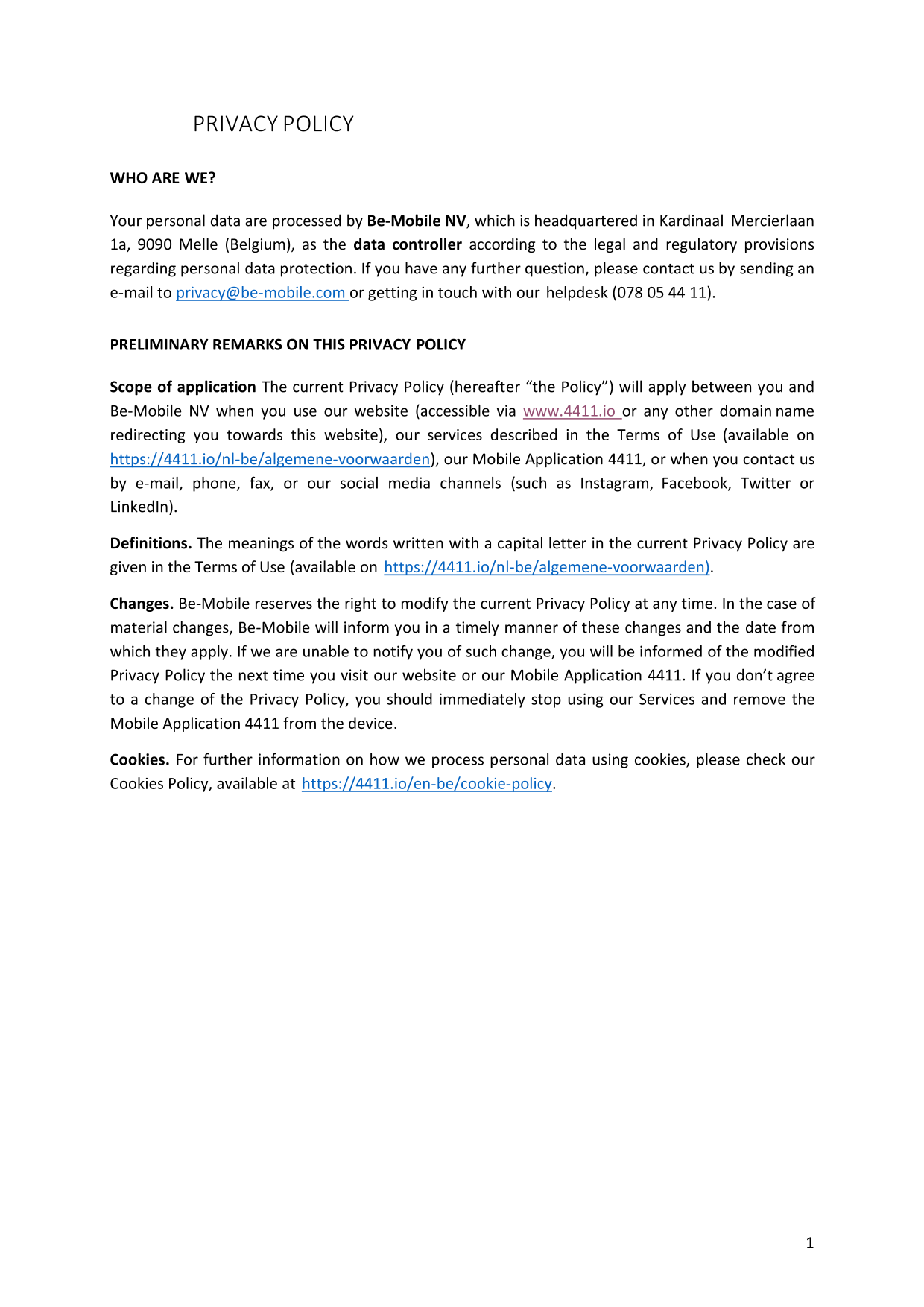 Privacy Policy screenshot