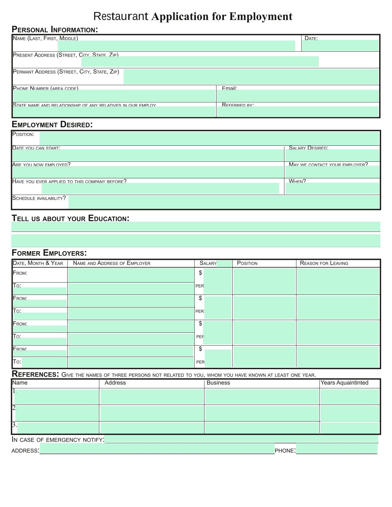 Application For Employment screenshot