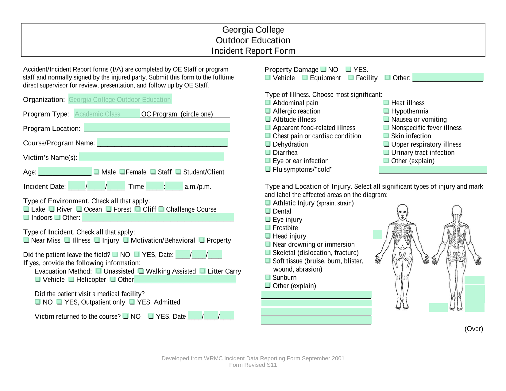 Incident Report Form screenshot