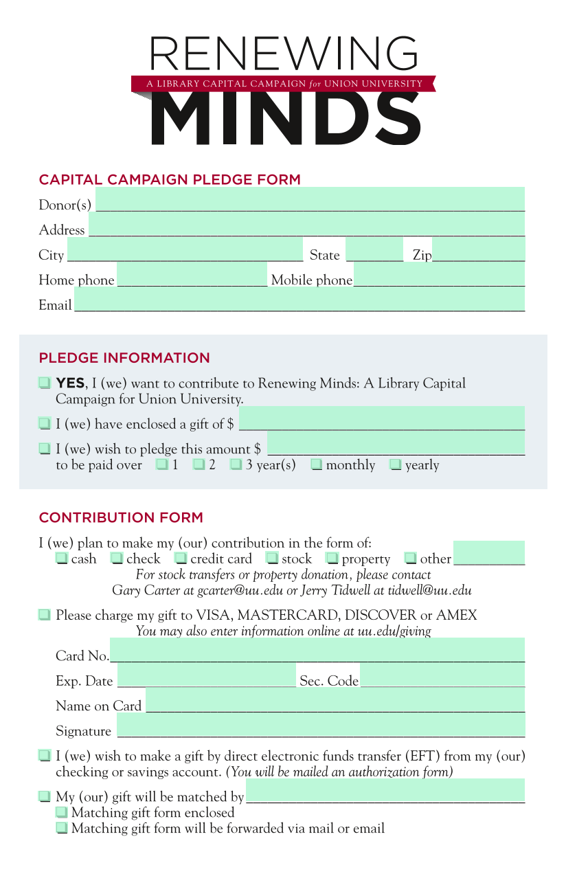 Capital Campaign Pledge Form screenshot