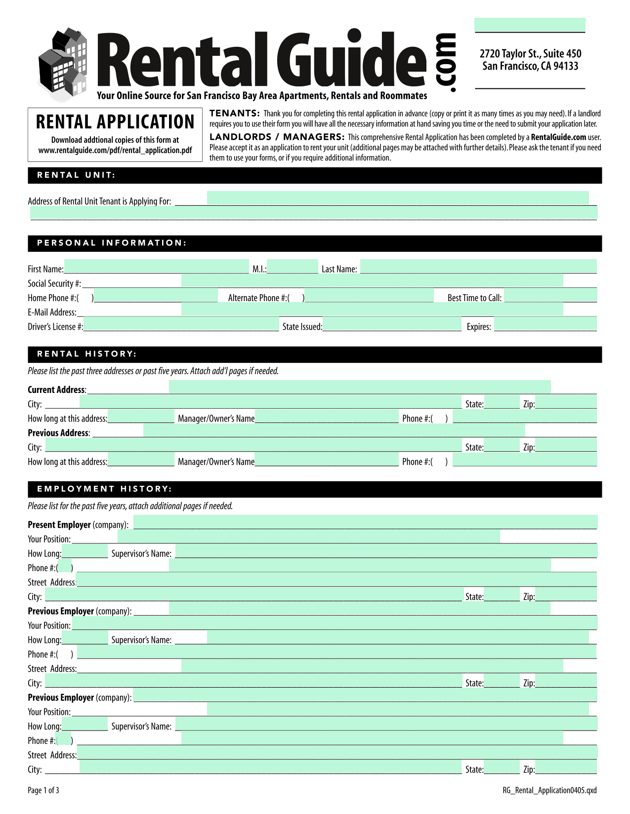 Rental Application screenshot