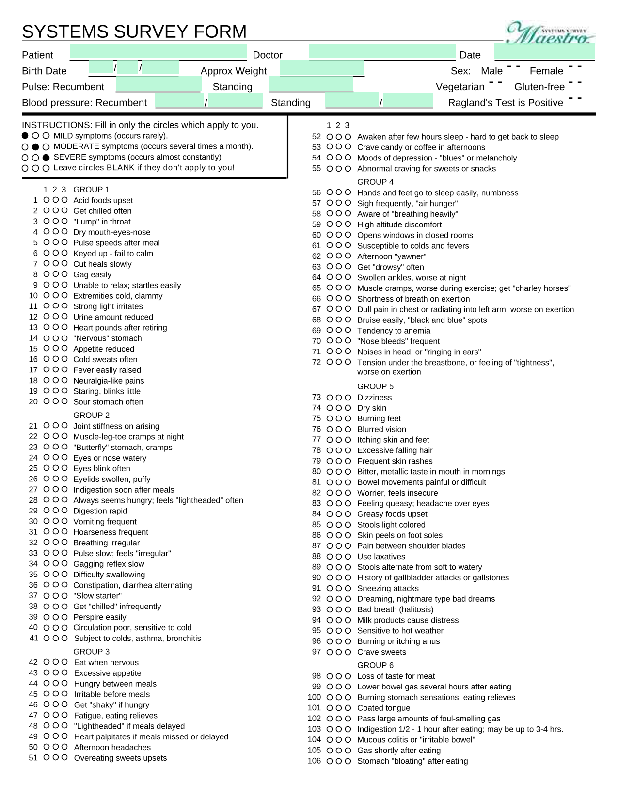 SYSTEMS SURVEY FORM screenshot