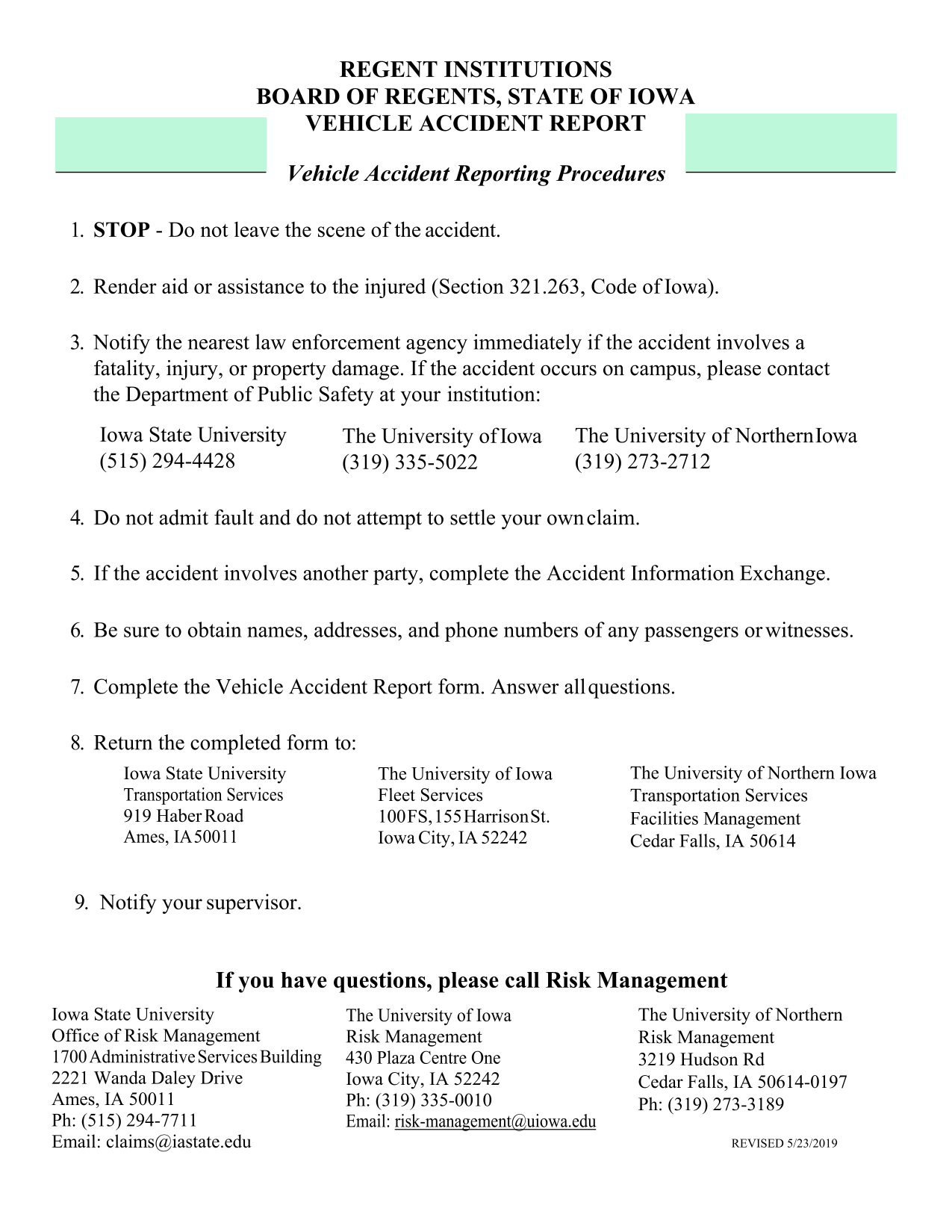 Vehicle Accident Report screenshot