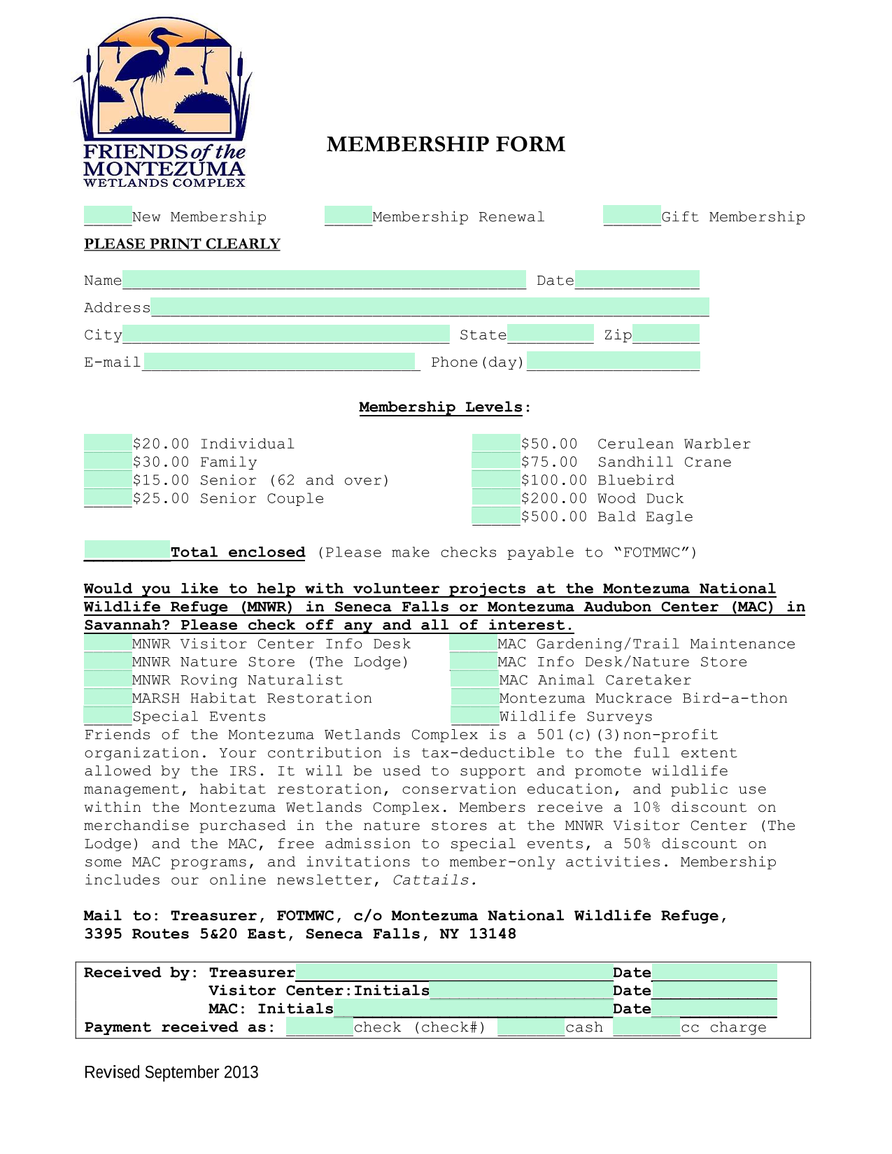 Membership Form screenshot