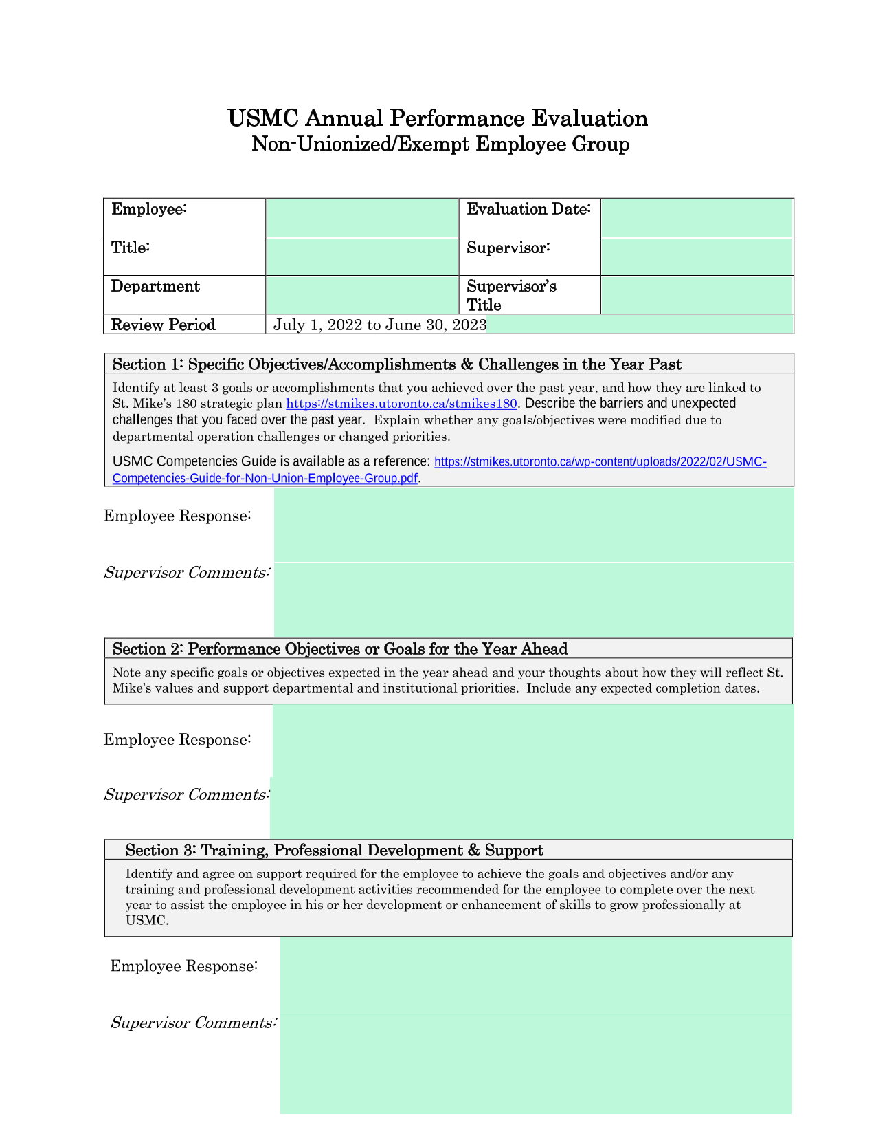 USMC Annual Performance Evaluation screenshot