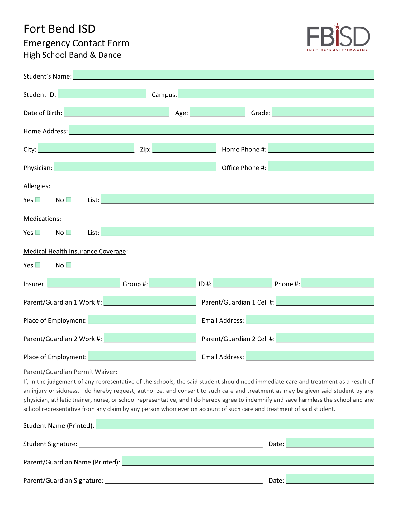 Emergency Contact Form screenshot