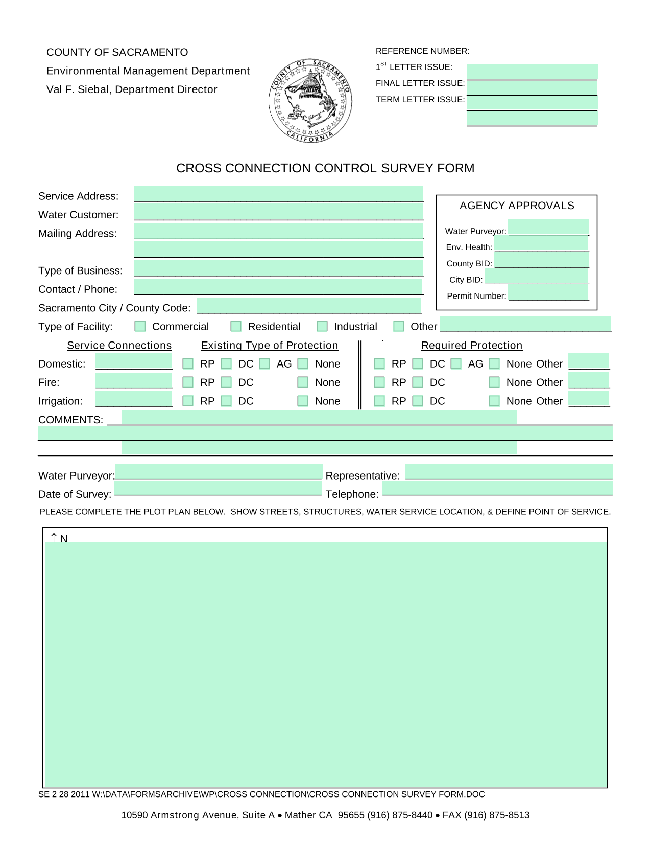 Cross Connection Control Survey Form screenshot