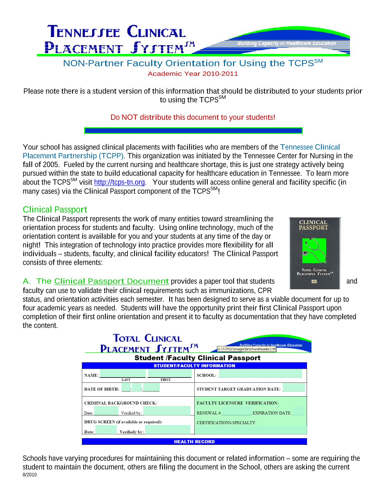 NON Partner Faculty Orientation For Using The TCPSSM screenshot