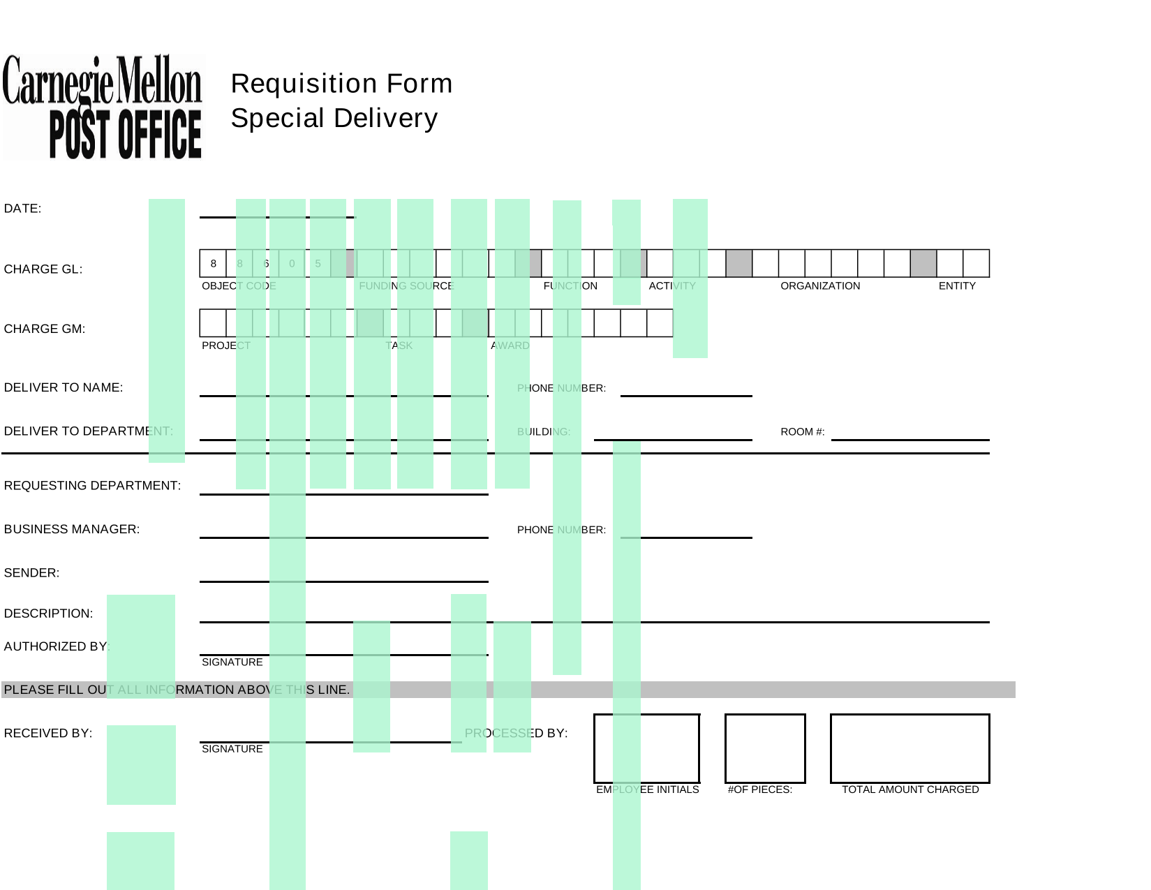 Requisition Form screenshot