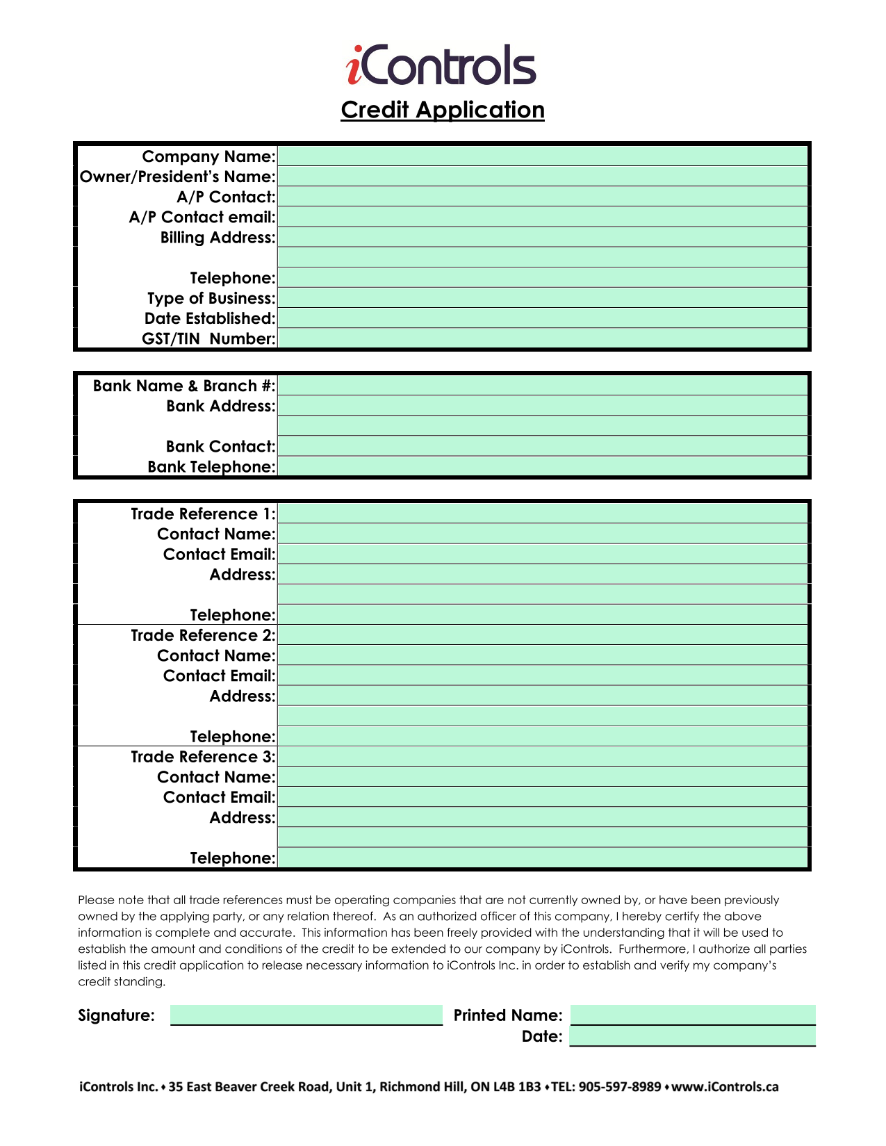 Credit Application screenshot