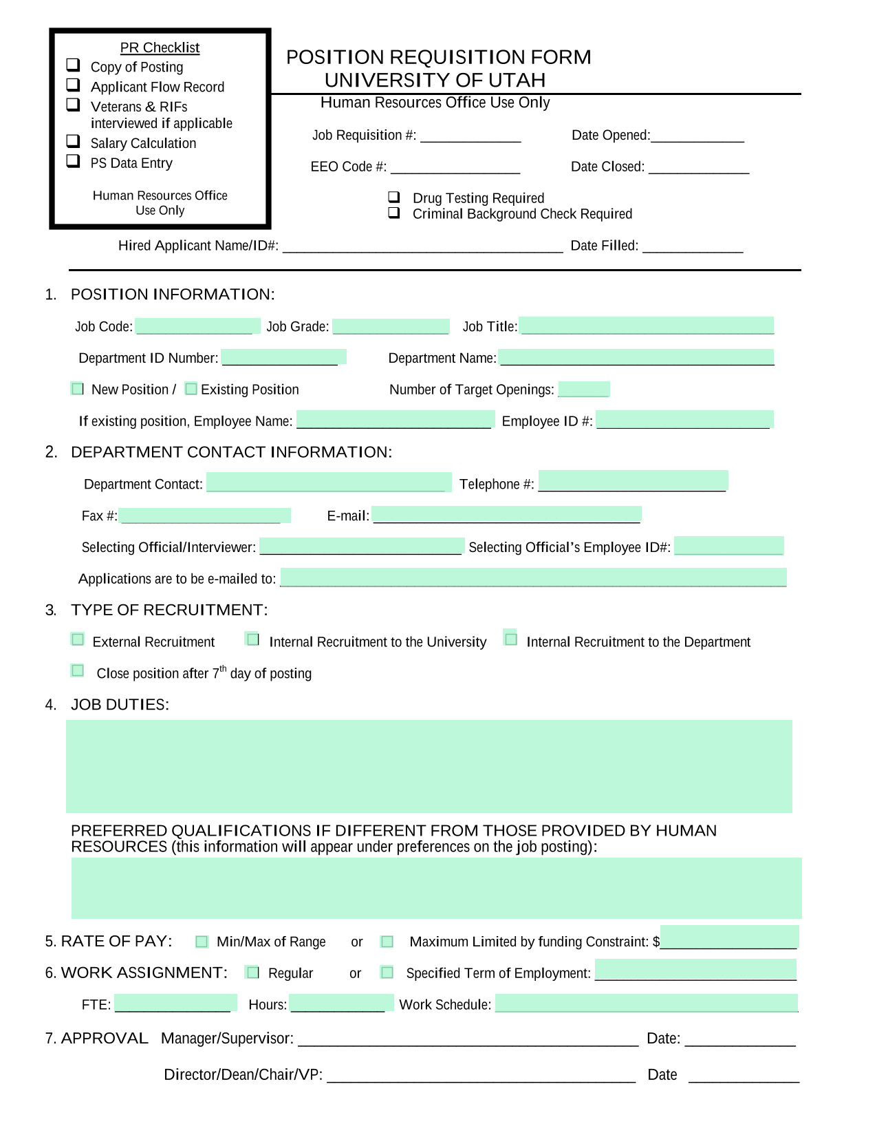 Position Requisition Form screenshot