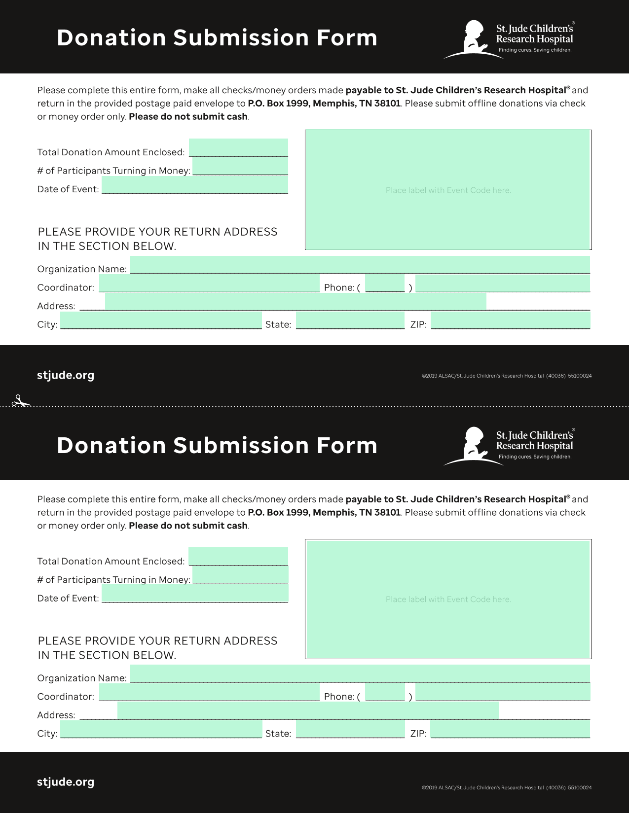 Donation Submission Form screenshot