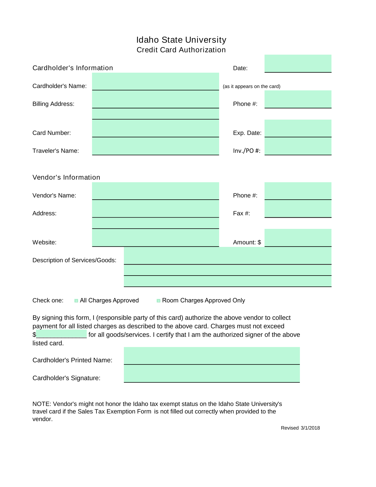 Credit Card Authorization screenshot