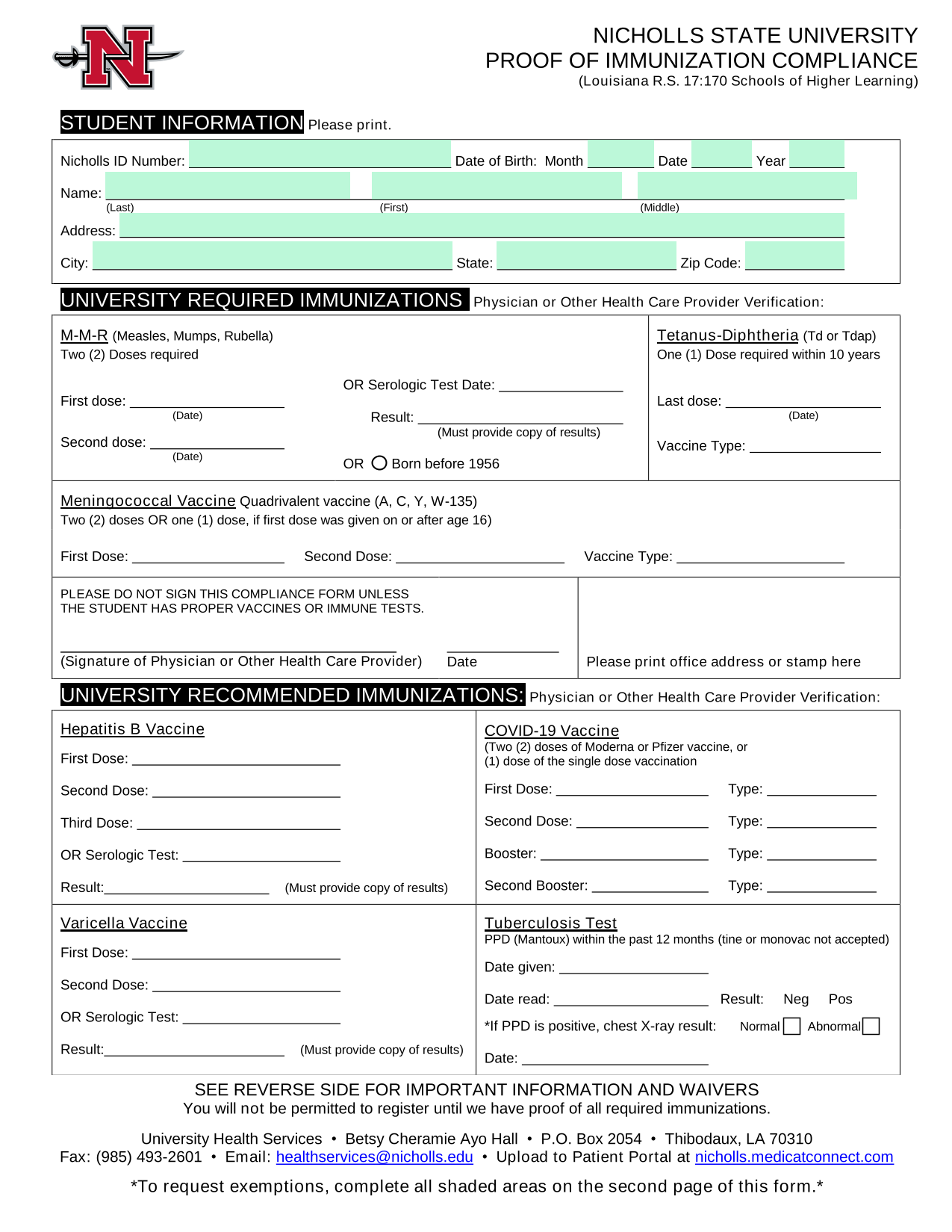 Proof Of Immunization Compliance screenshot