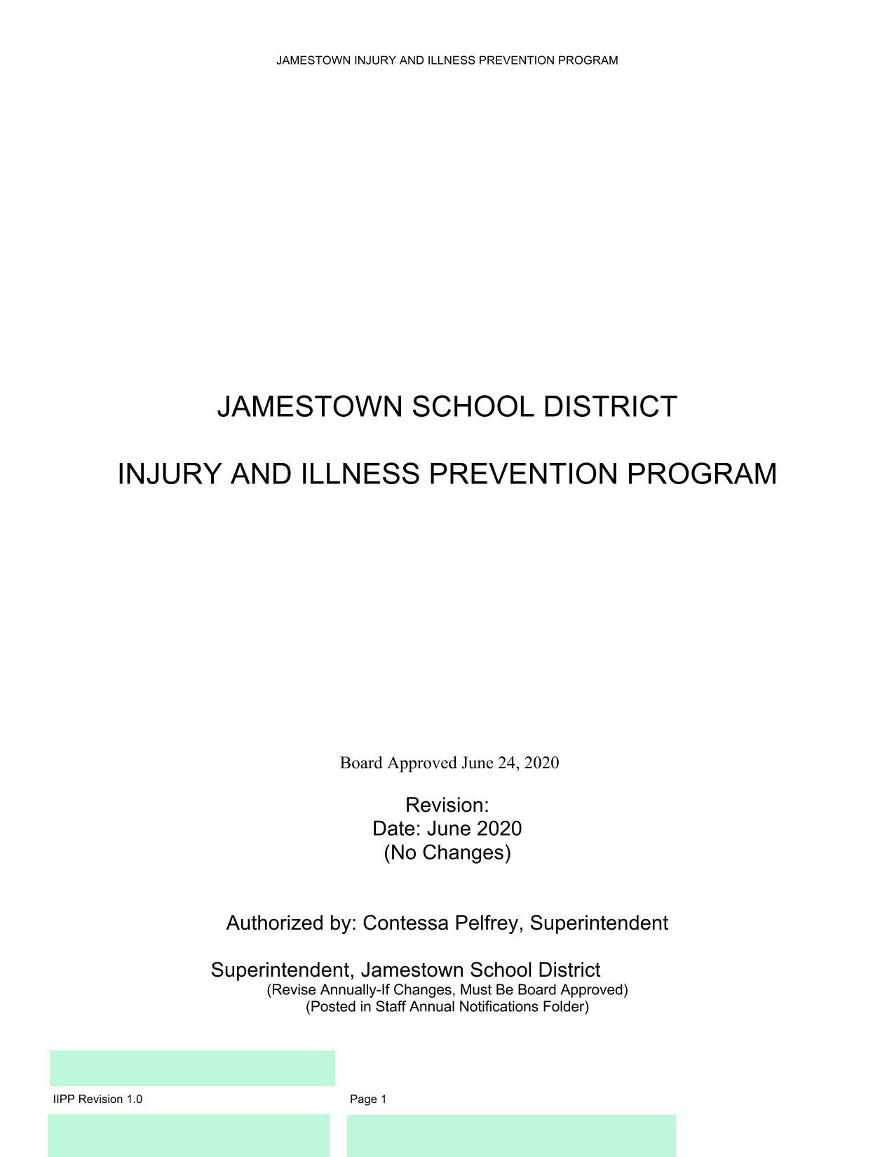 JAMESTOWN INJURY AND ILLNESS PREVENTION PROGRAM screenshot