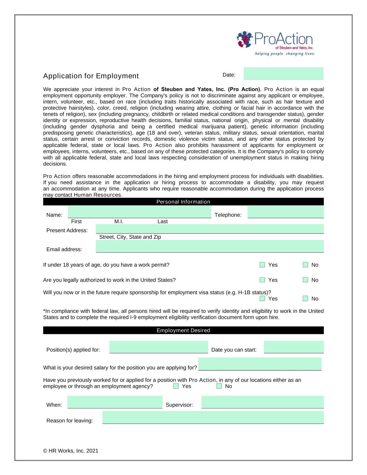 Application For Employment screenshot